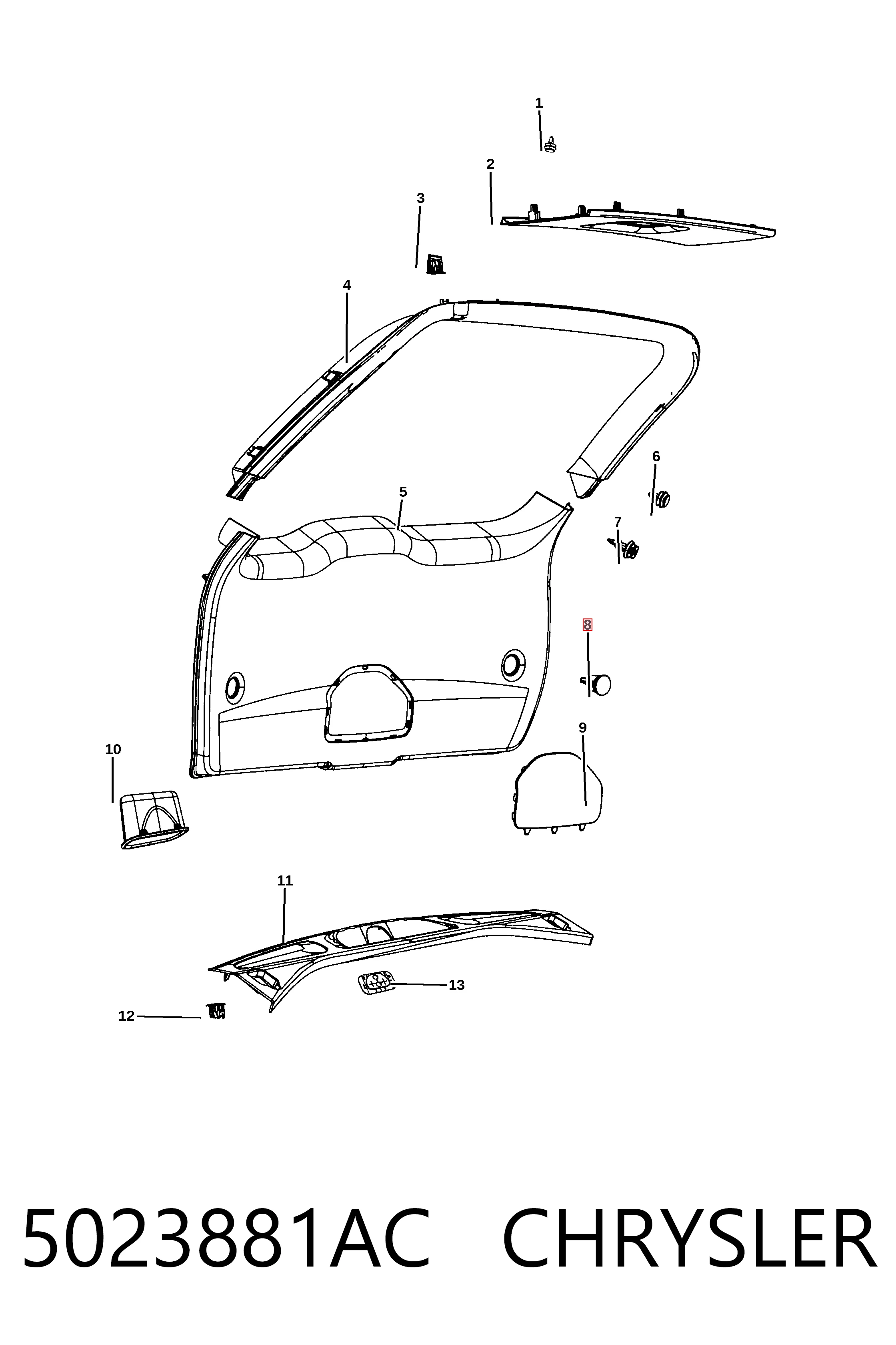 Плафон подсветки багажного отсека K05023881AD Fiat/Alfa/Lancia
