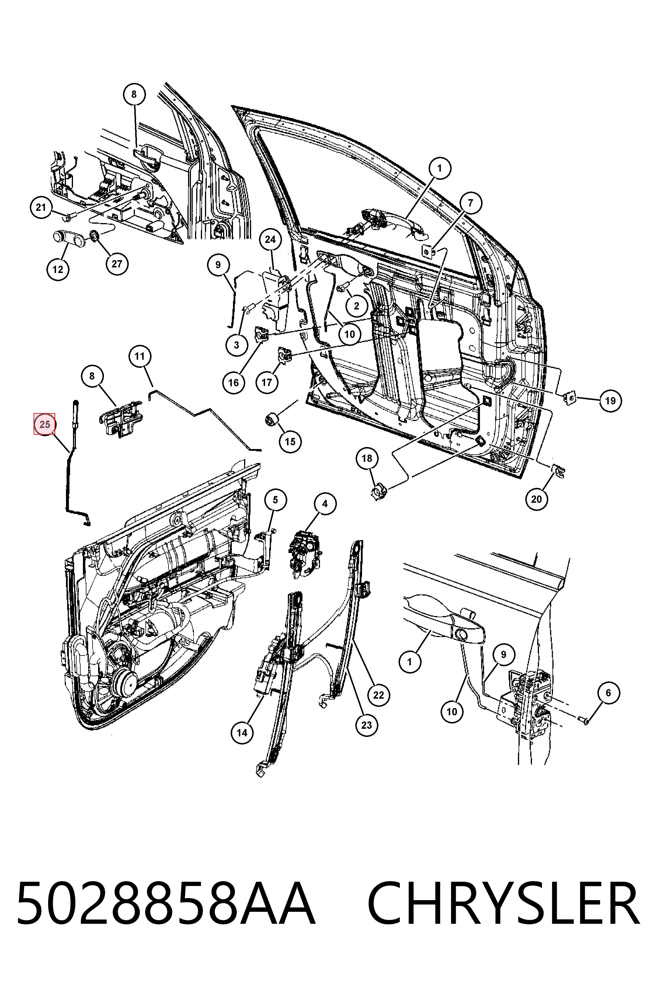 K05028858AA Fiat/Alfa/Lancia Кнопка привода замка двери передней правой
