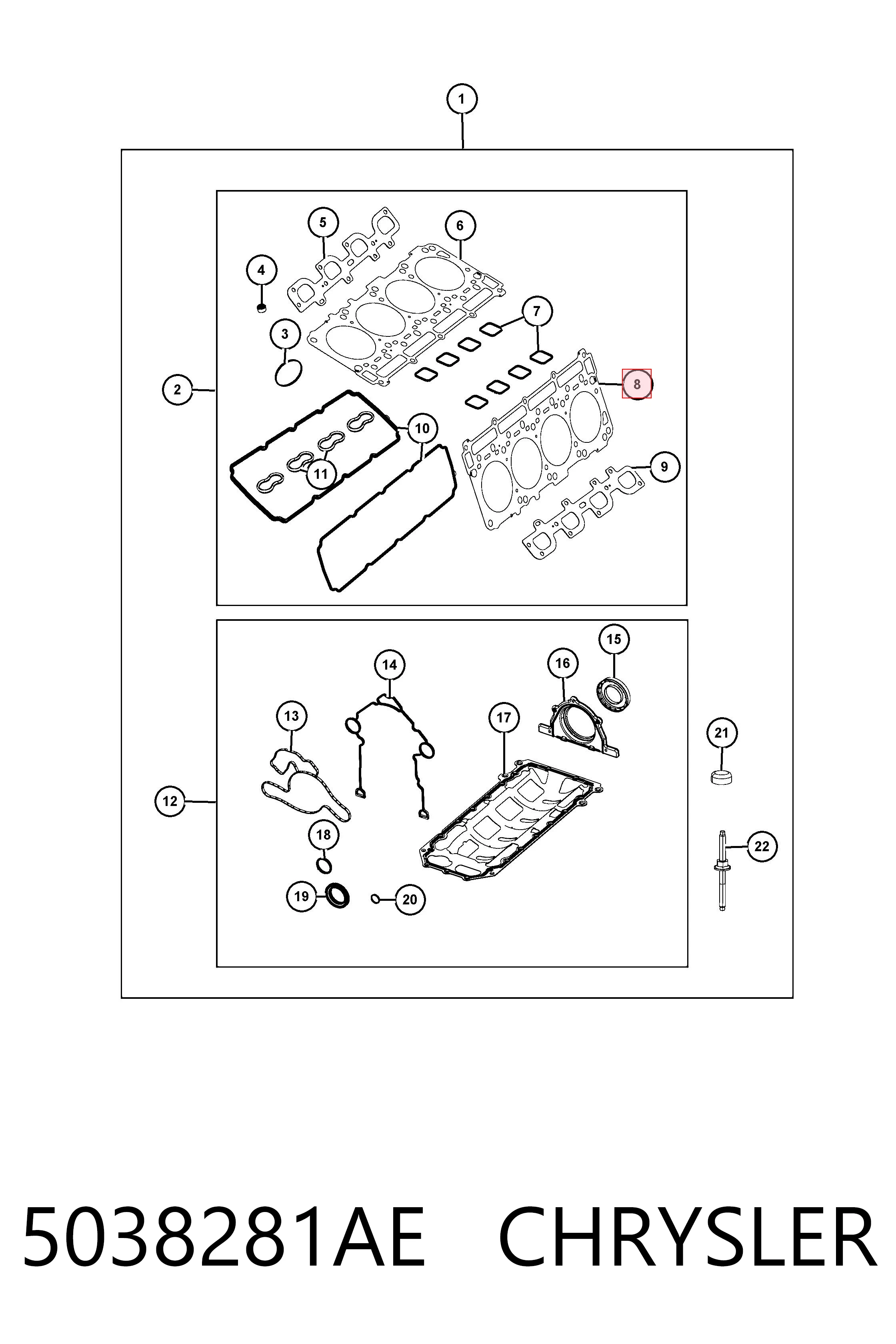 5038281AE Chrysler Левая прокладка головки блока цилиндров 