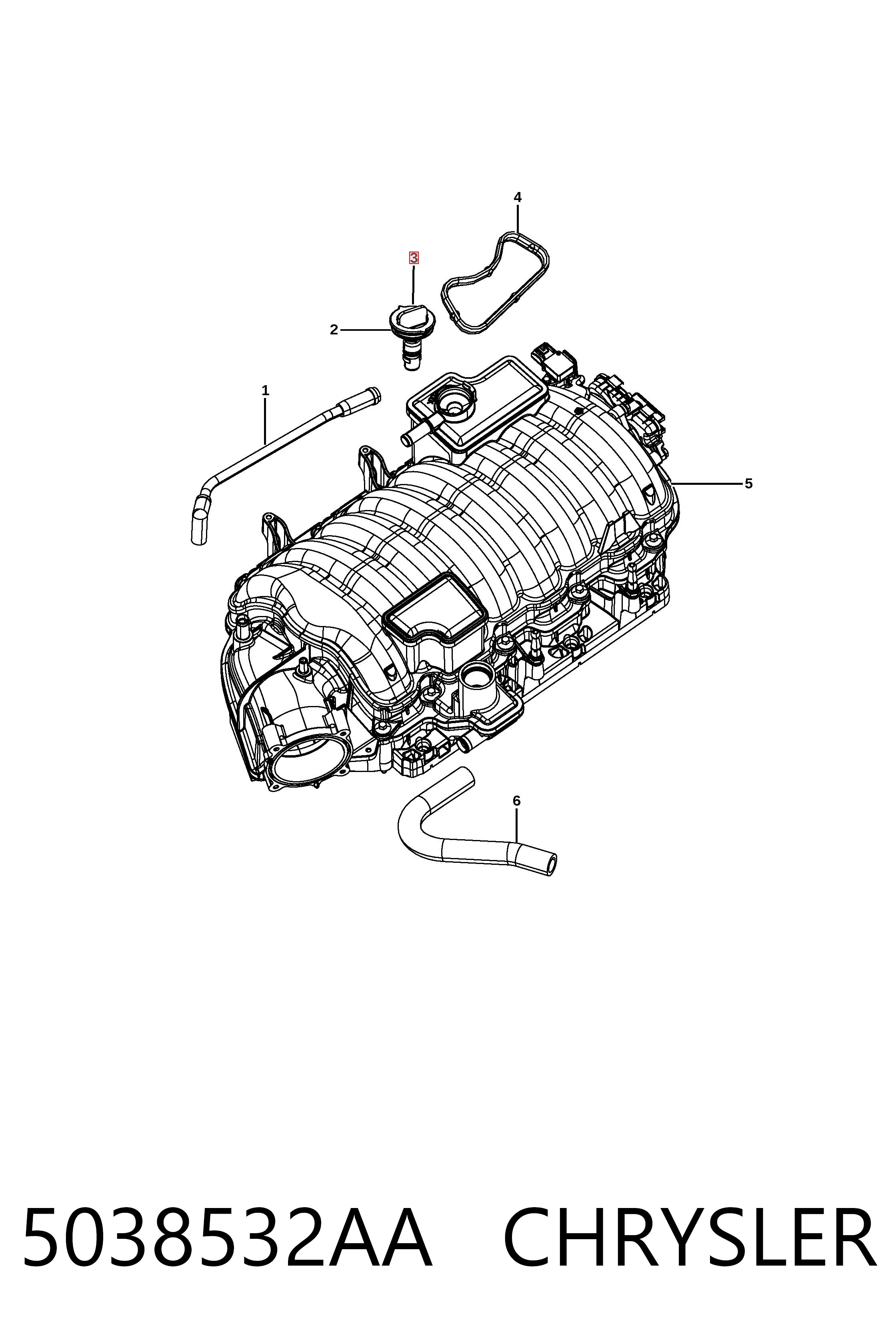 5038532AA Chrysler Клапан PCV вентиляции картера