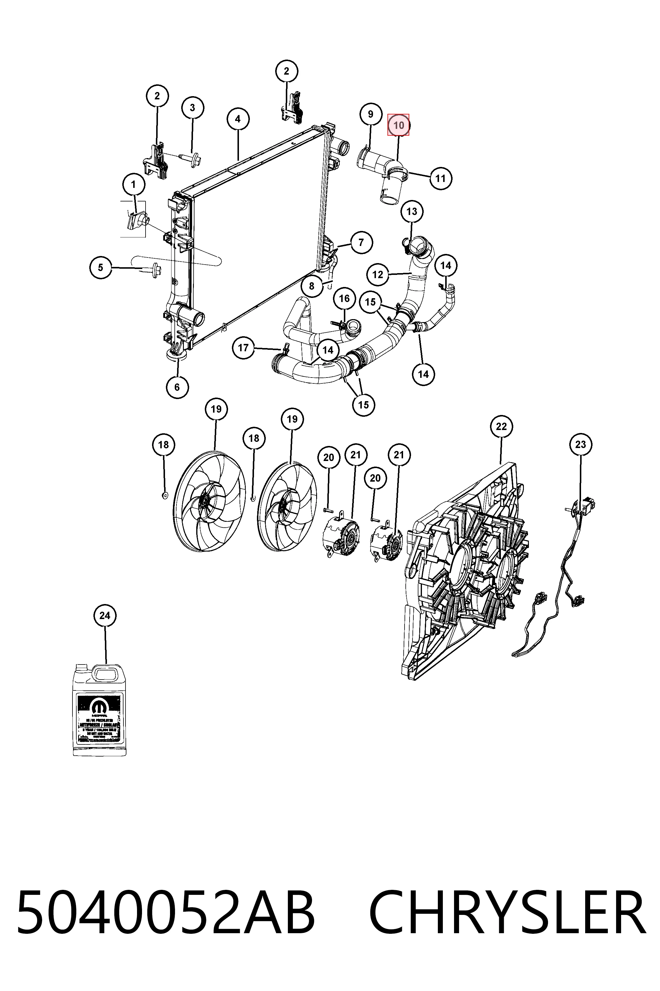 5040052AB Chrysler Шланг системы охлаждения