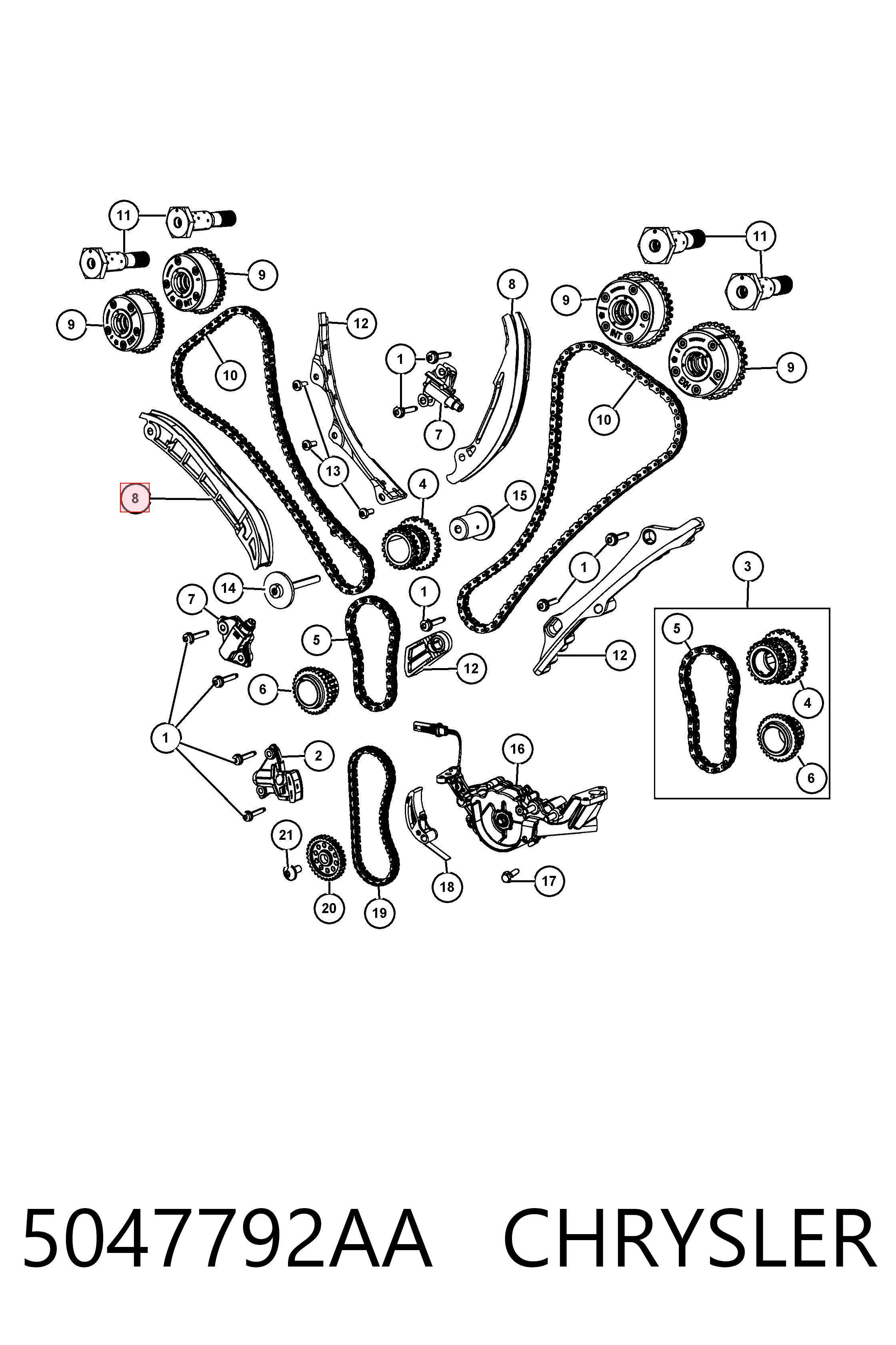 K05047792AA Fiat/Alfa/Lancia Башмаки цепи ГРМ