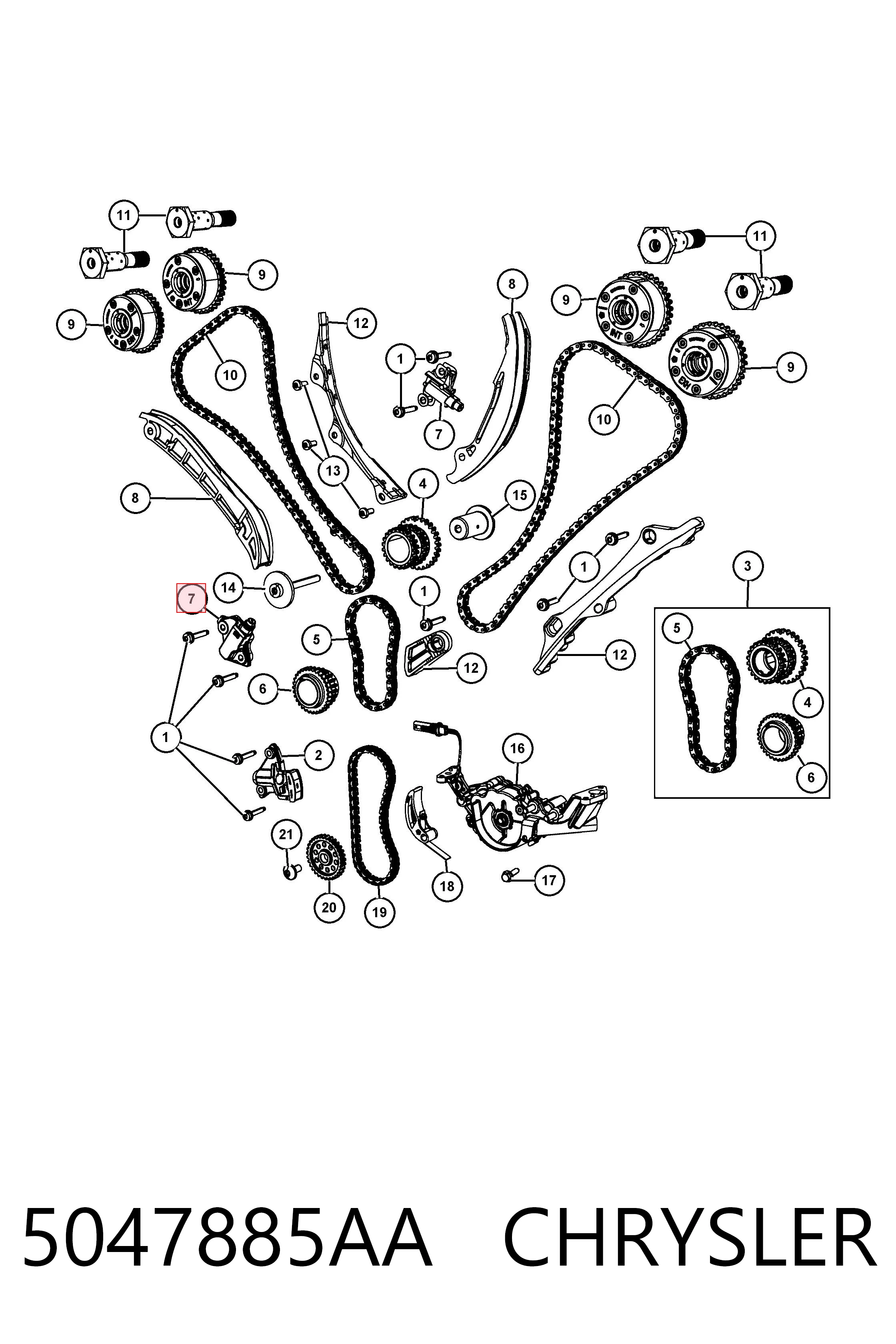 K05047885AA Fiat/Alfa/Lancia Натяжитель цепи ГРМ левый
