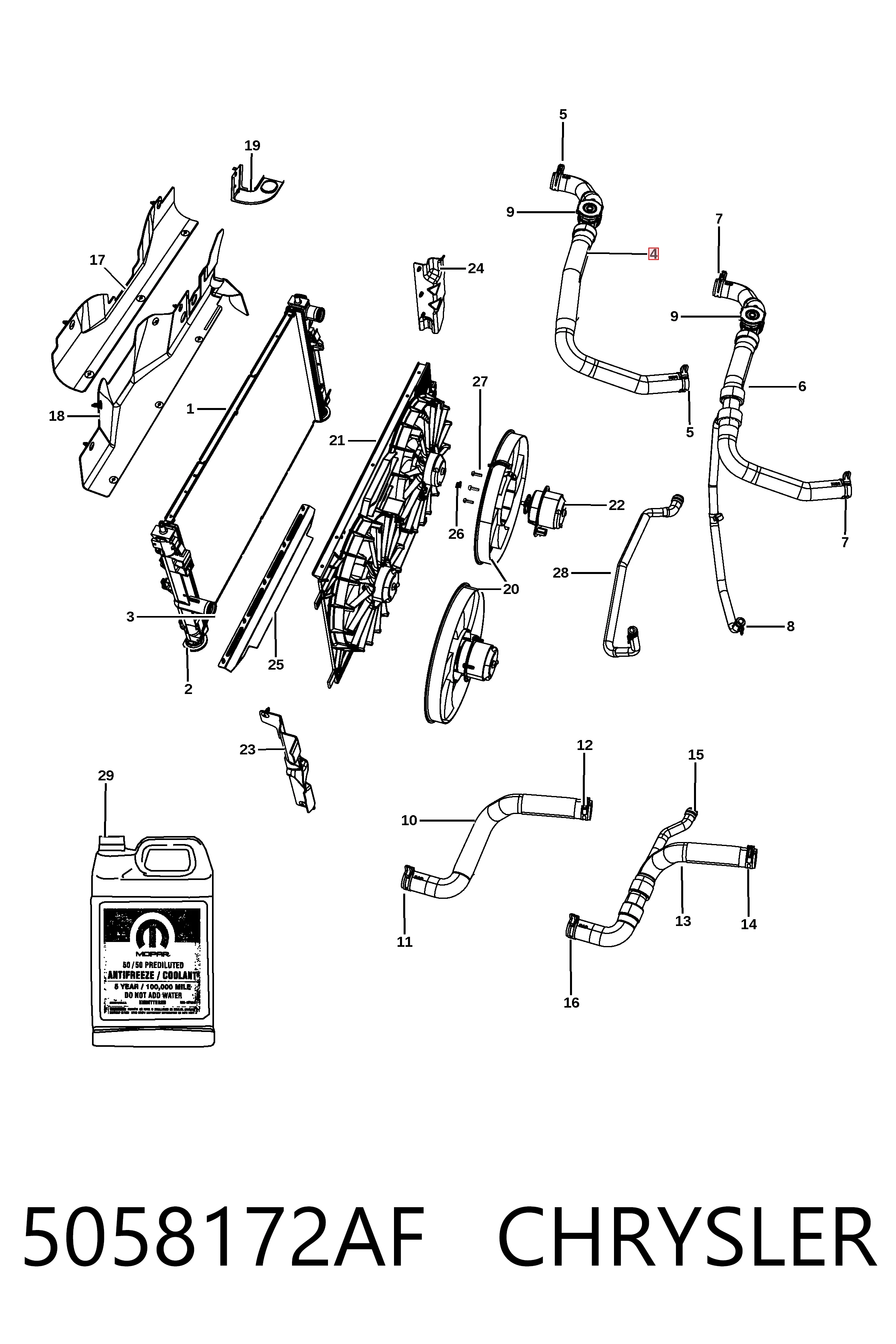 5058172AF Chrysler Шланг системы охлаждения