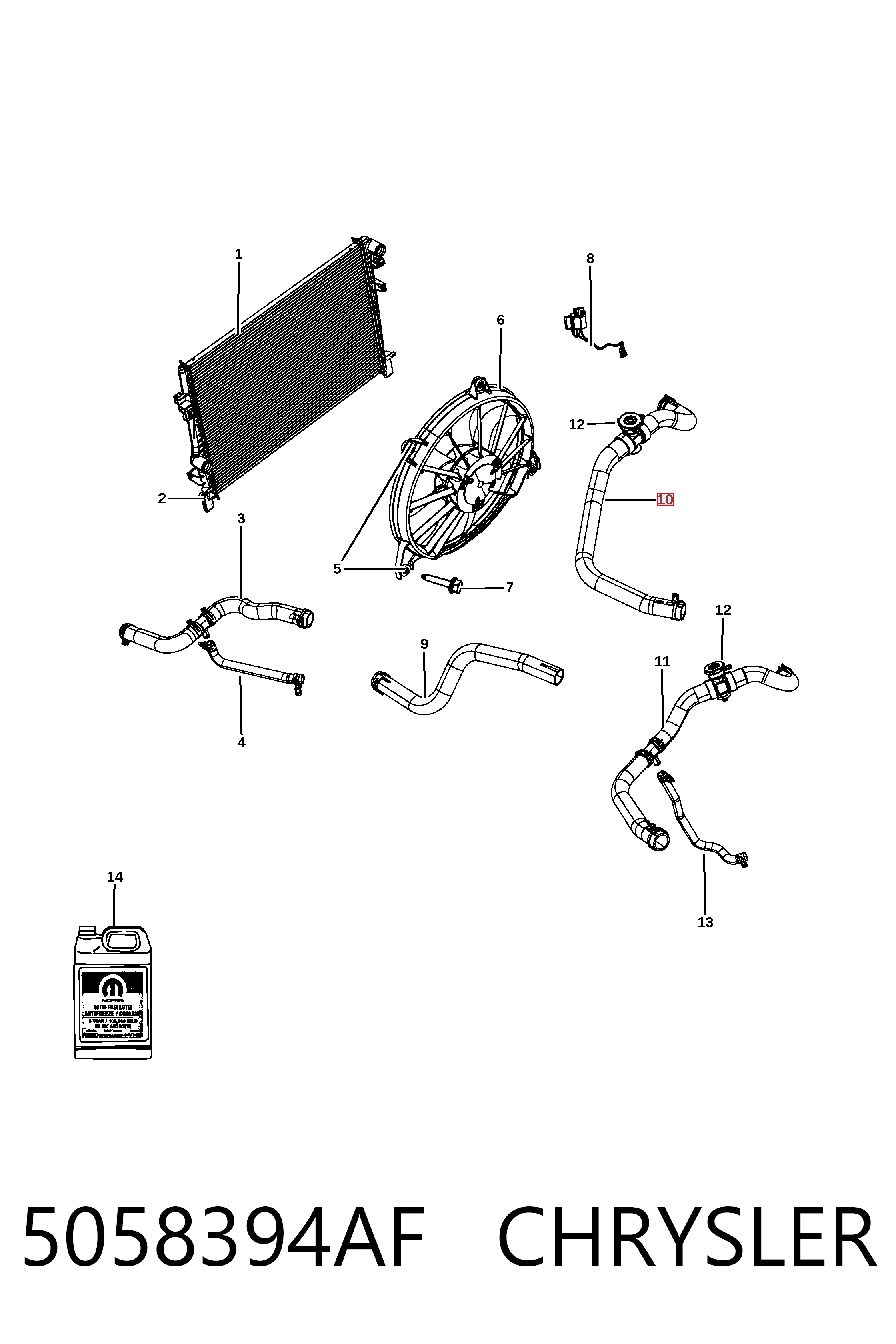5058394AF Chrysler Шланг системы охлаждения