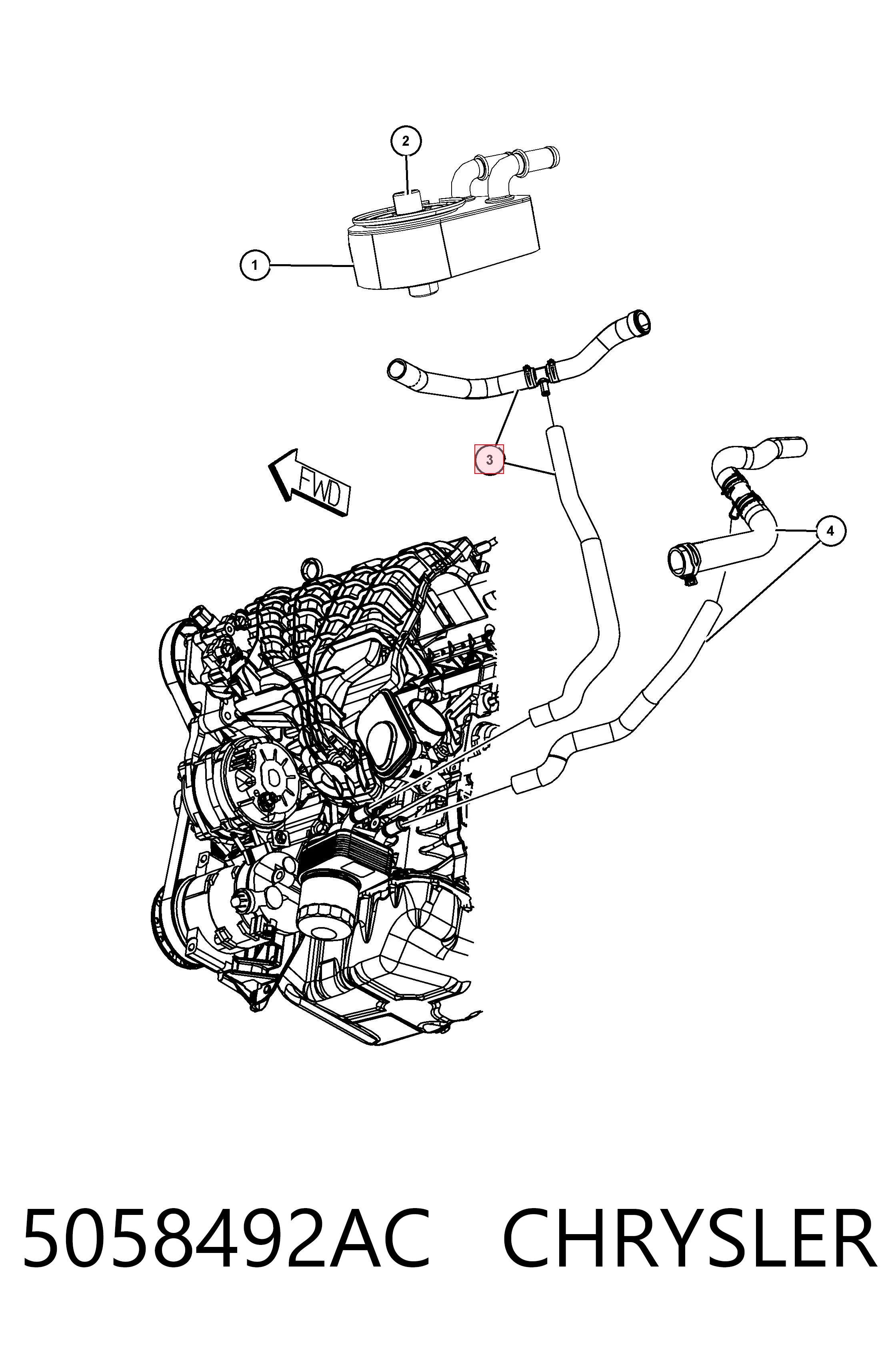5058492AC Chrysler Шланг системы охлаждения