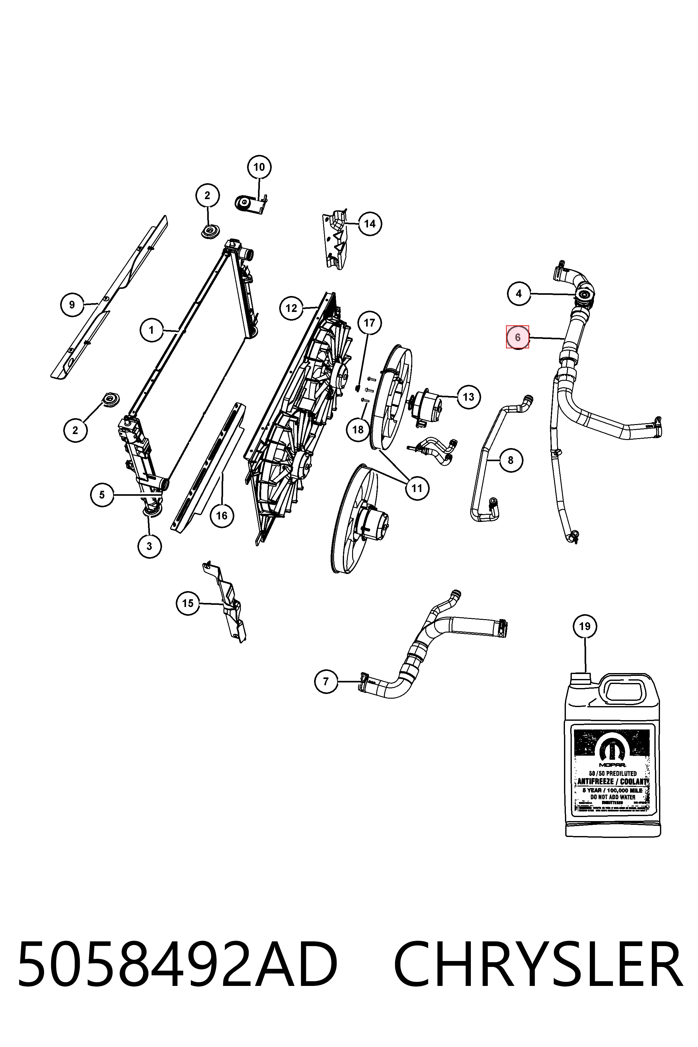 5058492AD Chrysler Шланг системы охлаждения