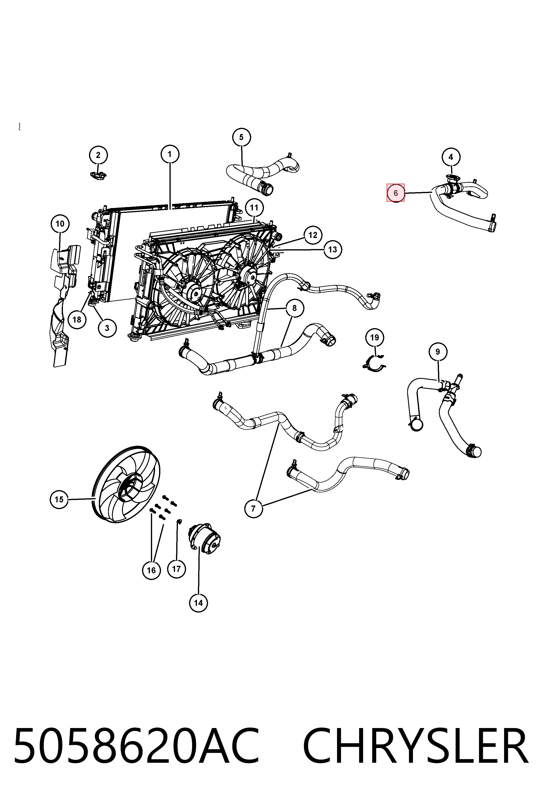 5058620AC Chrysler Шланг системы охлаждения