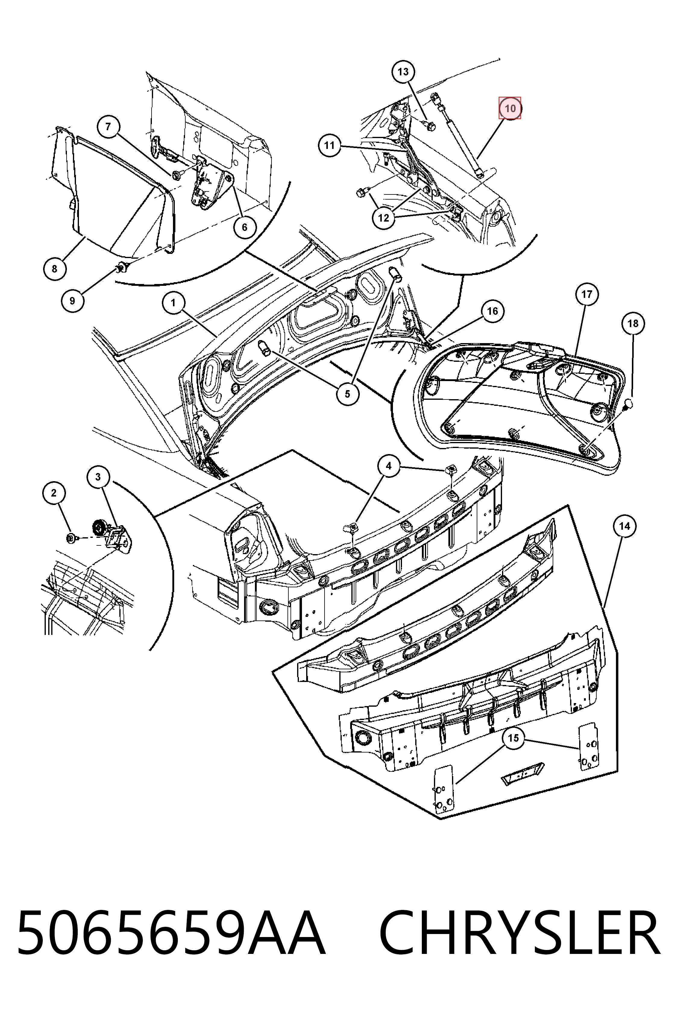 5065659AA Chrysler Амортизатор крышки багажника