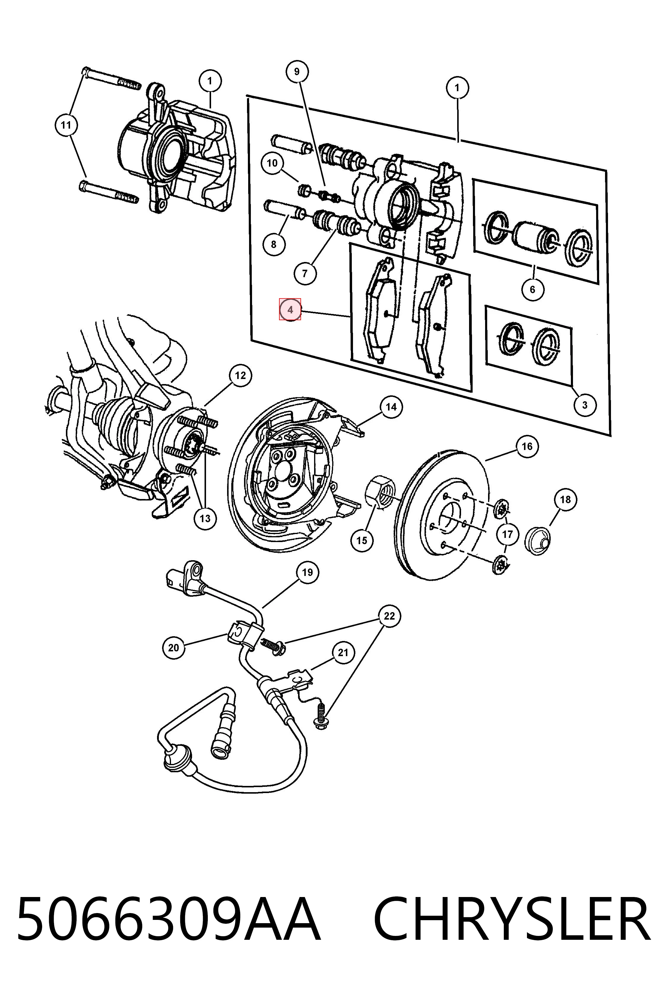 5066309AA Chrysler Колодки тормозные дисковые комплект
