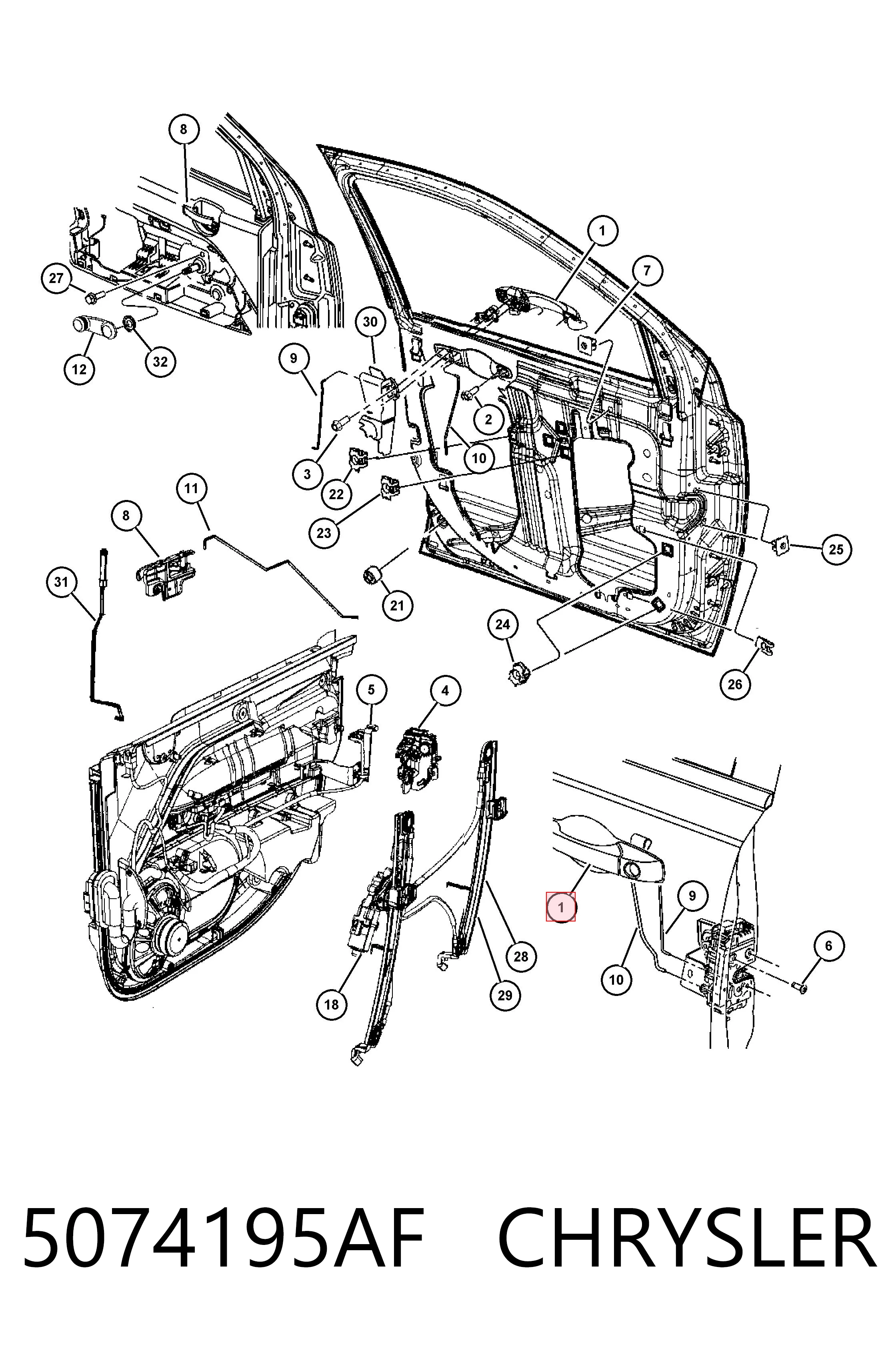 5074195AF Chrysler Ручка передней двери наружная, левая