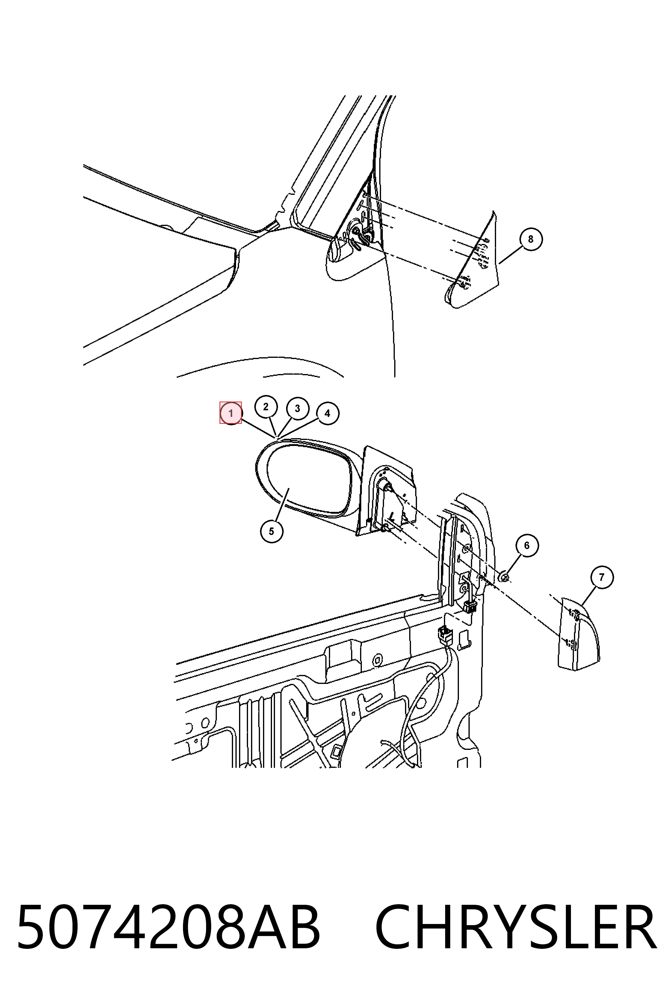 Купить K05074208AD Fiat/Alfa/Lancia Боковое зеркало заднего вида правое