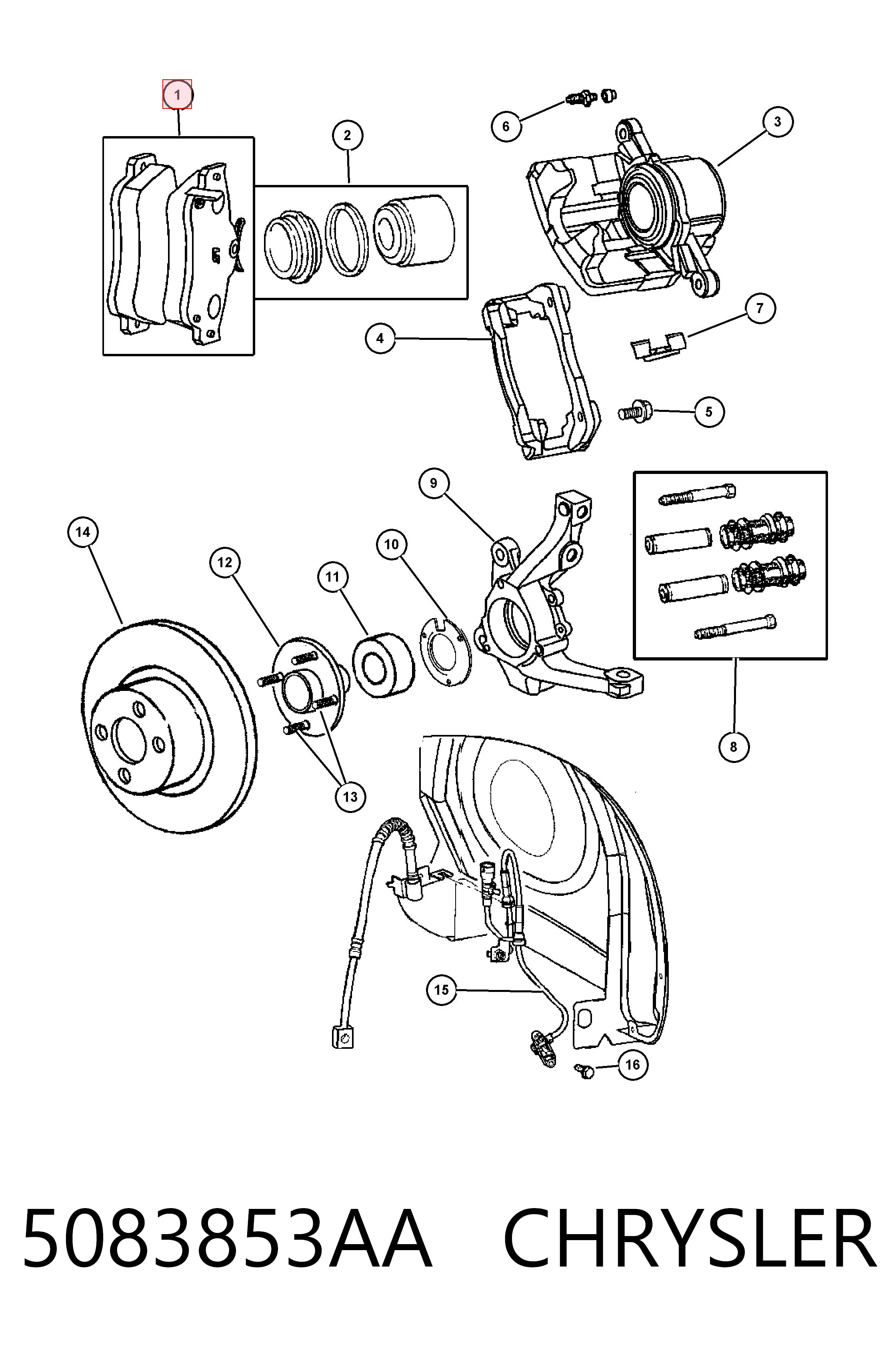 5083853AA Chrysler Колодки передние