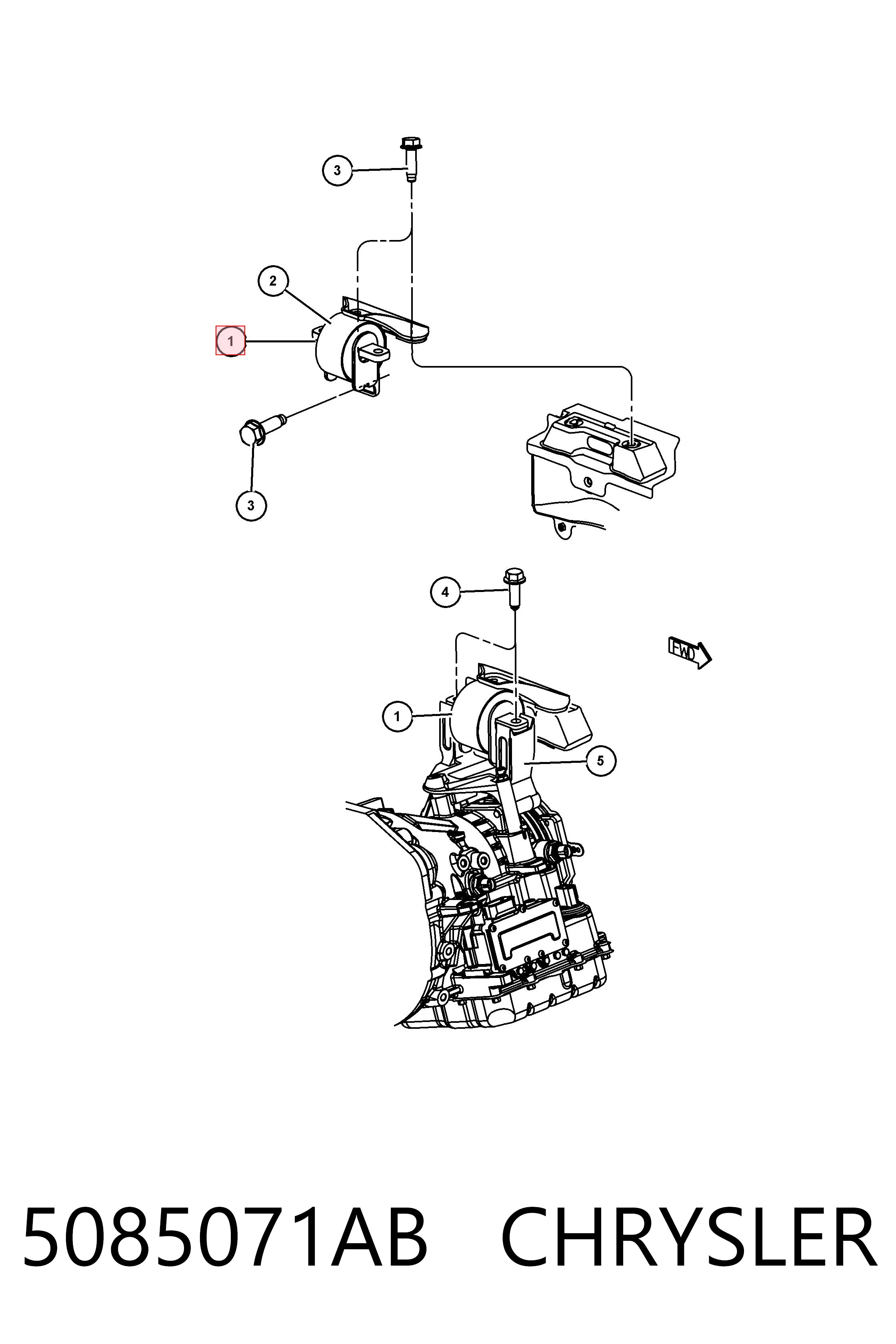 5085071AB Chrysler Подушка (опора) двигателя правая передняя