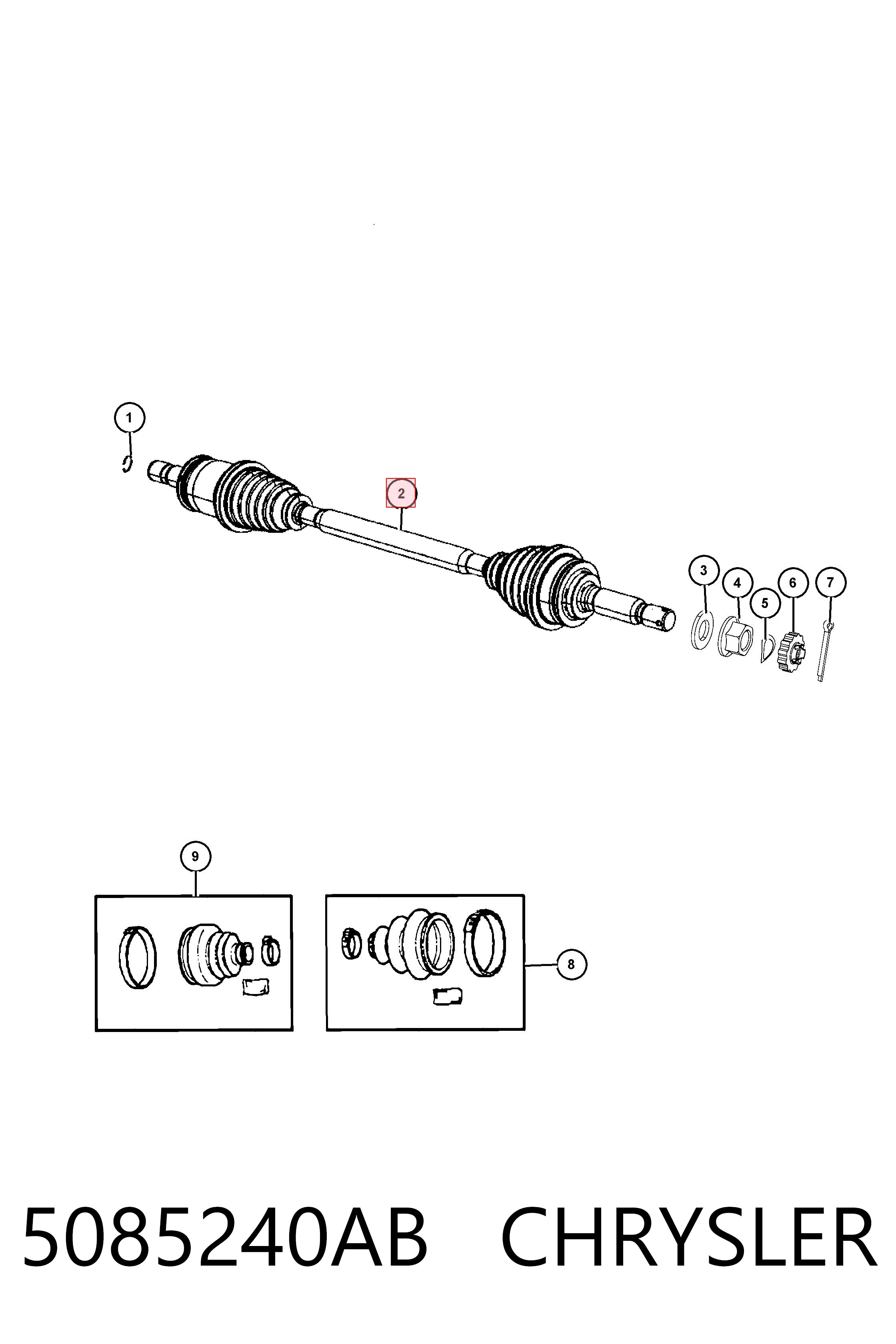 Полуось задняя правая Fiat/Alfa/Lancia K05085240AB цена, от 27.87 USD