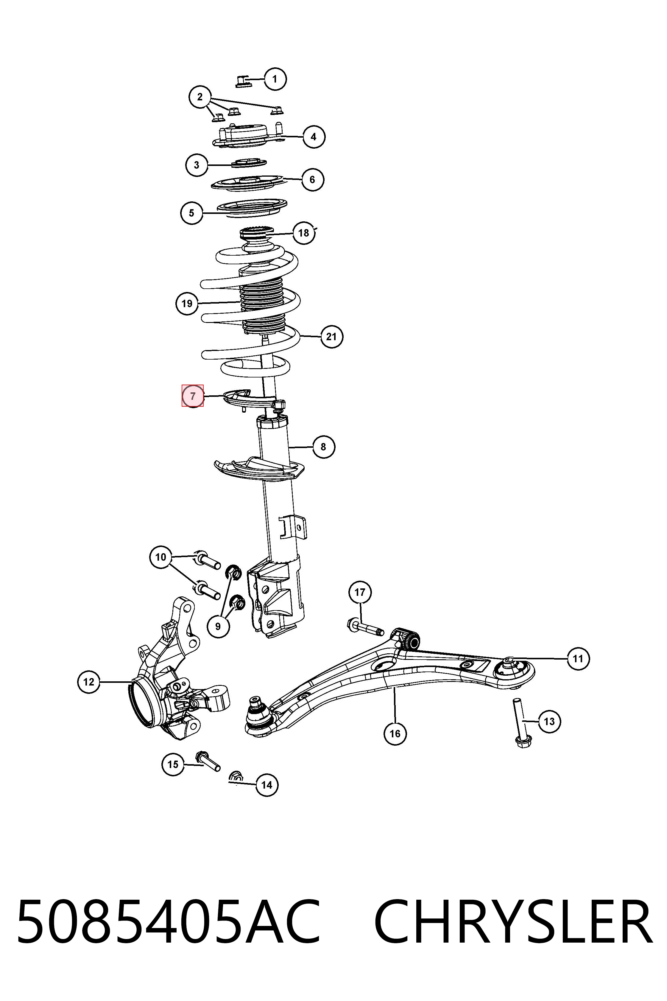 5085405AC Chrysler Проставка (резиновое кольцо) пружины передней нижняя