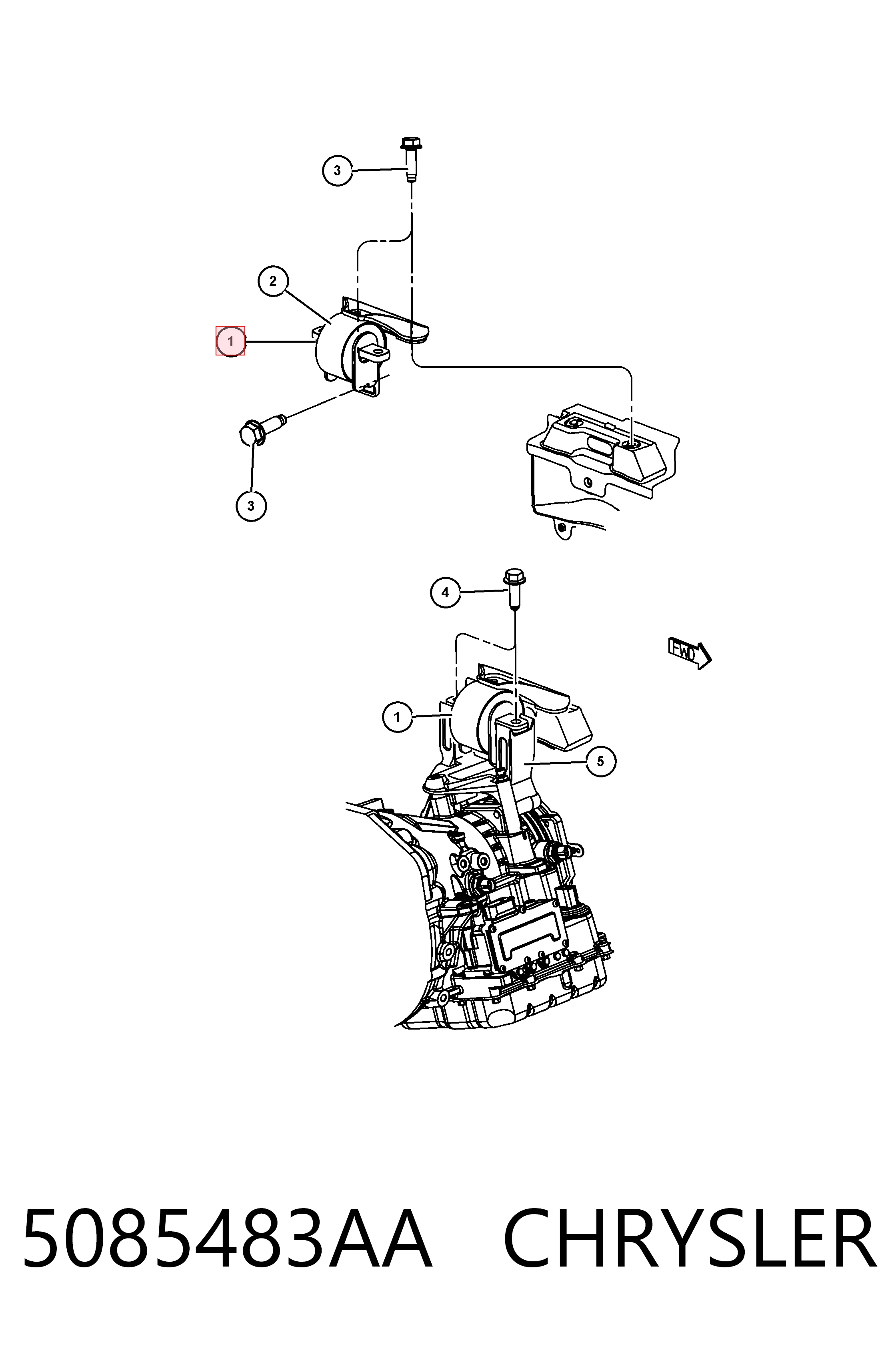 5085483AA Chrysler Подушка (опора) двигателя правая передняя