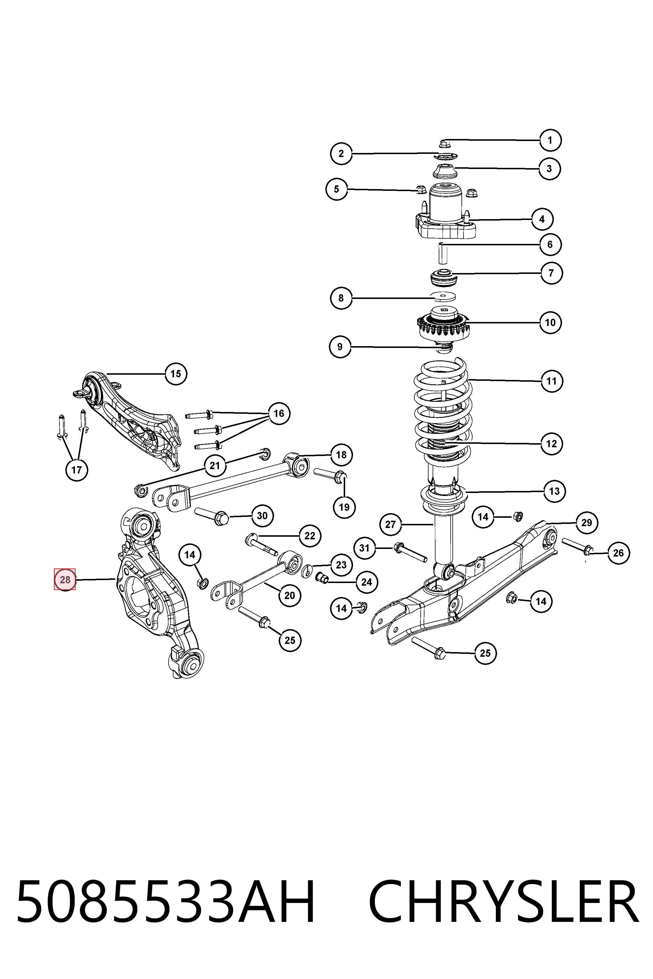 K05085533AH Fiat/Alfa/Lancia Цапфа левая