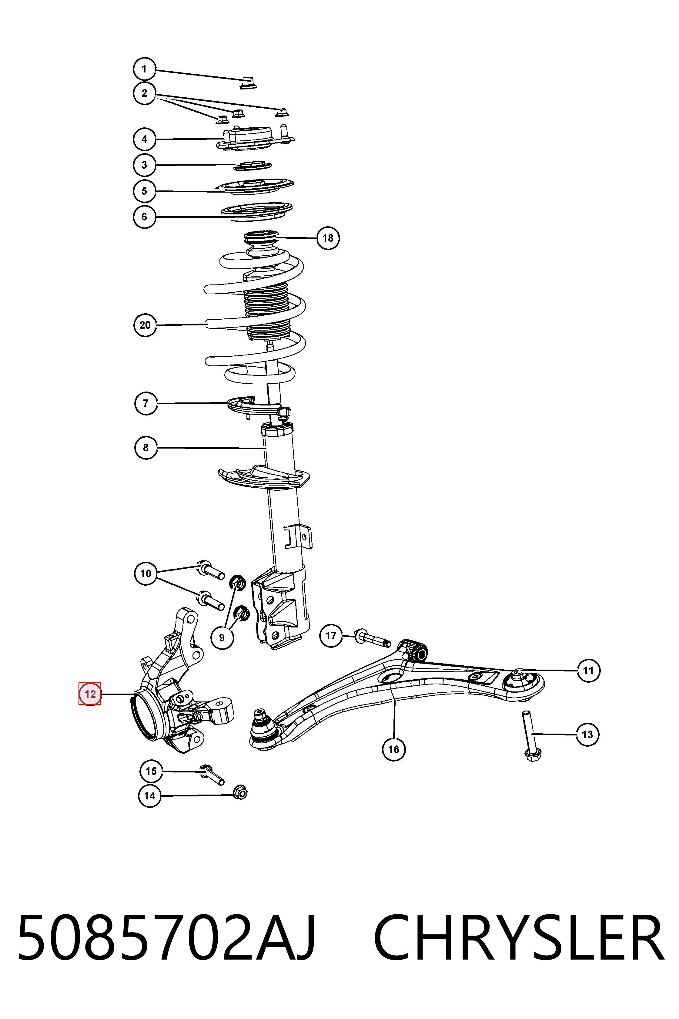 Цапфа (поворотный кулак) передний правый Fiat/Alfa/Lancia K05085702AI цена, от 60.14 USD