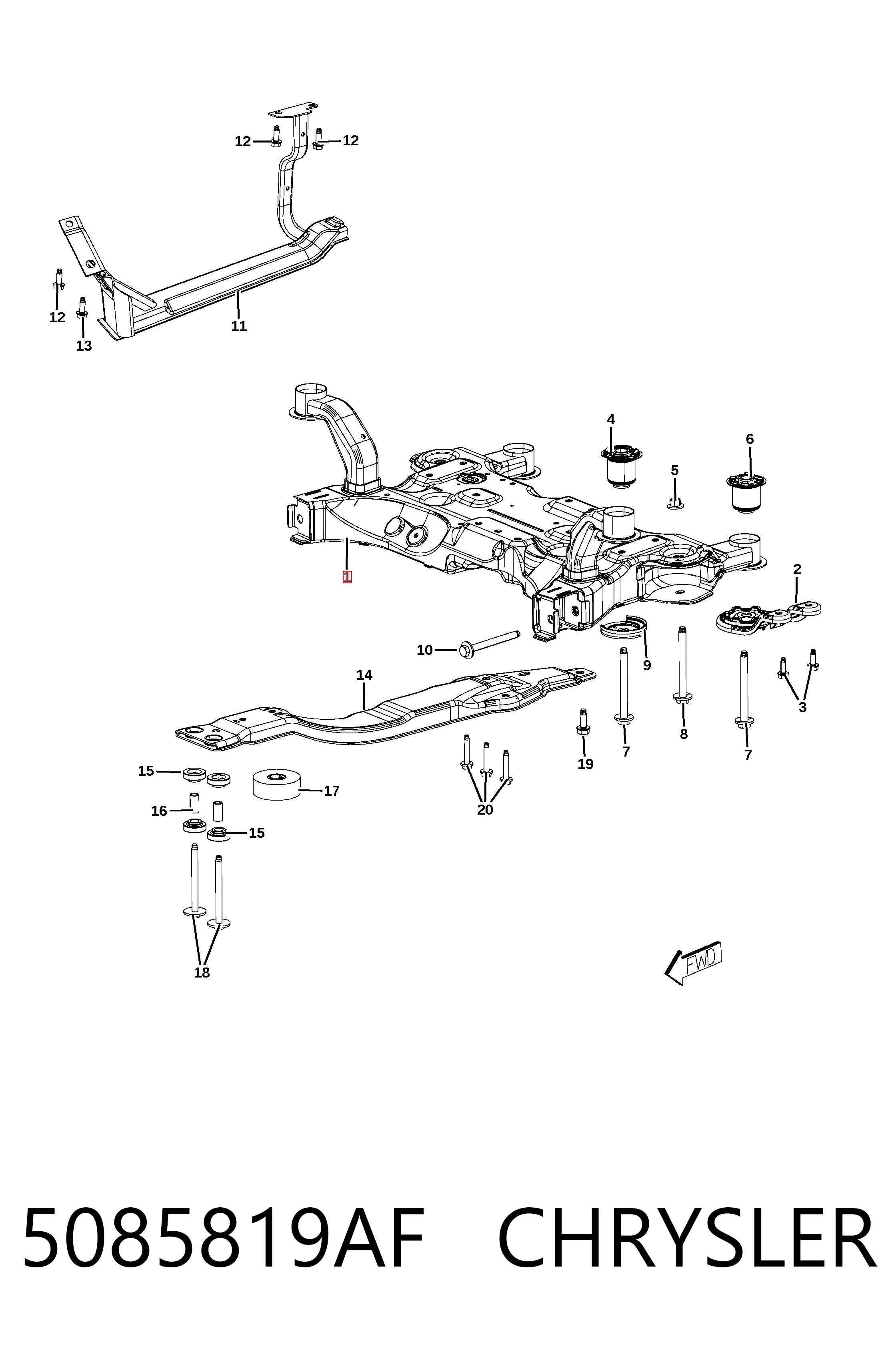 5085819AF Chrysler Подрамник передней подвески