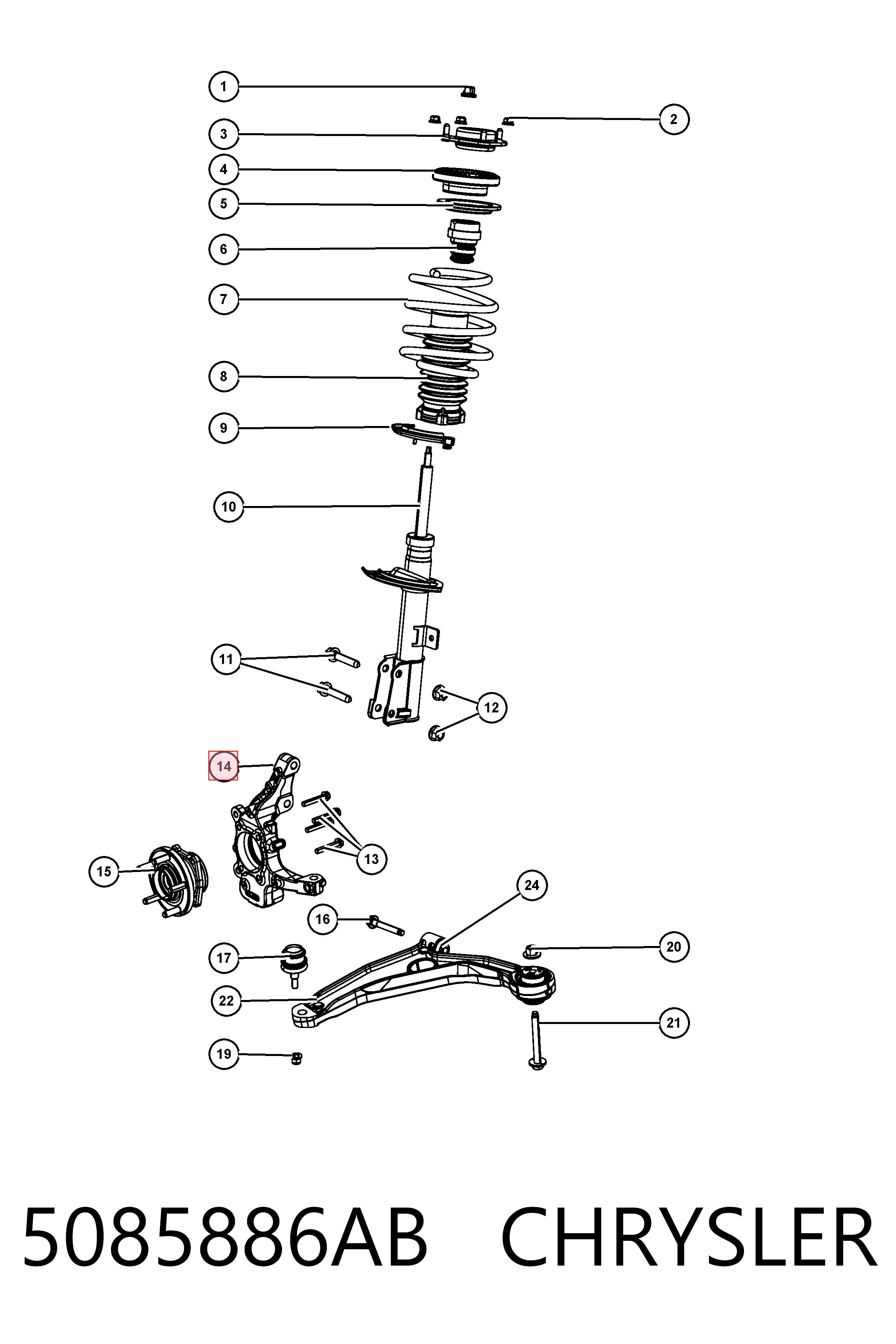 5085886AB Chrysler Цапфа - поворотный кулак передний, правый