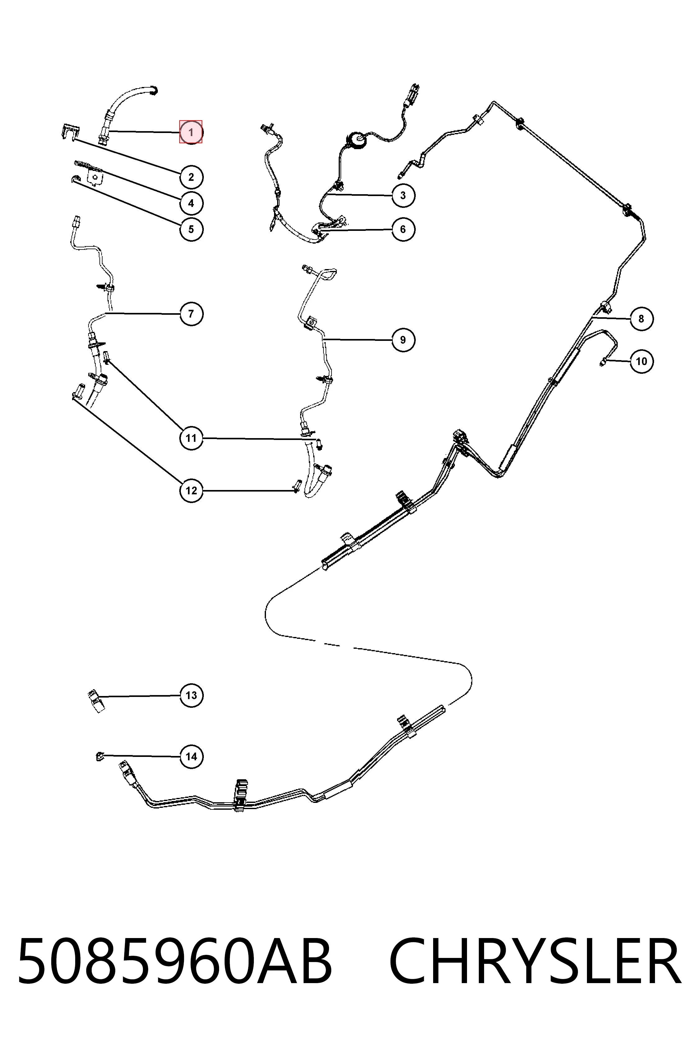 5085960AB Chrysler Гибкая тормозная трубка задняя