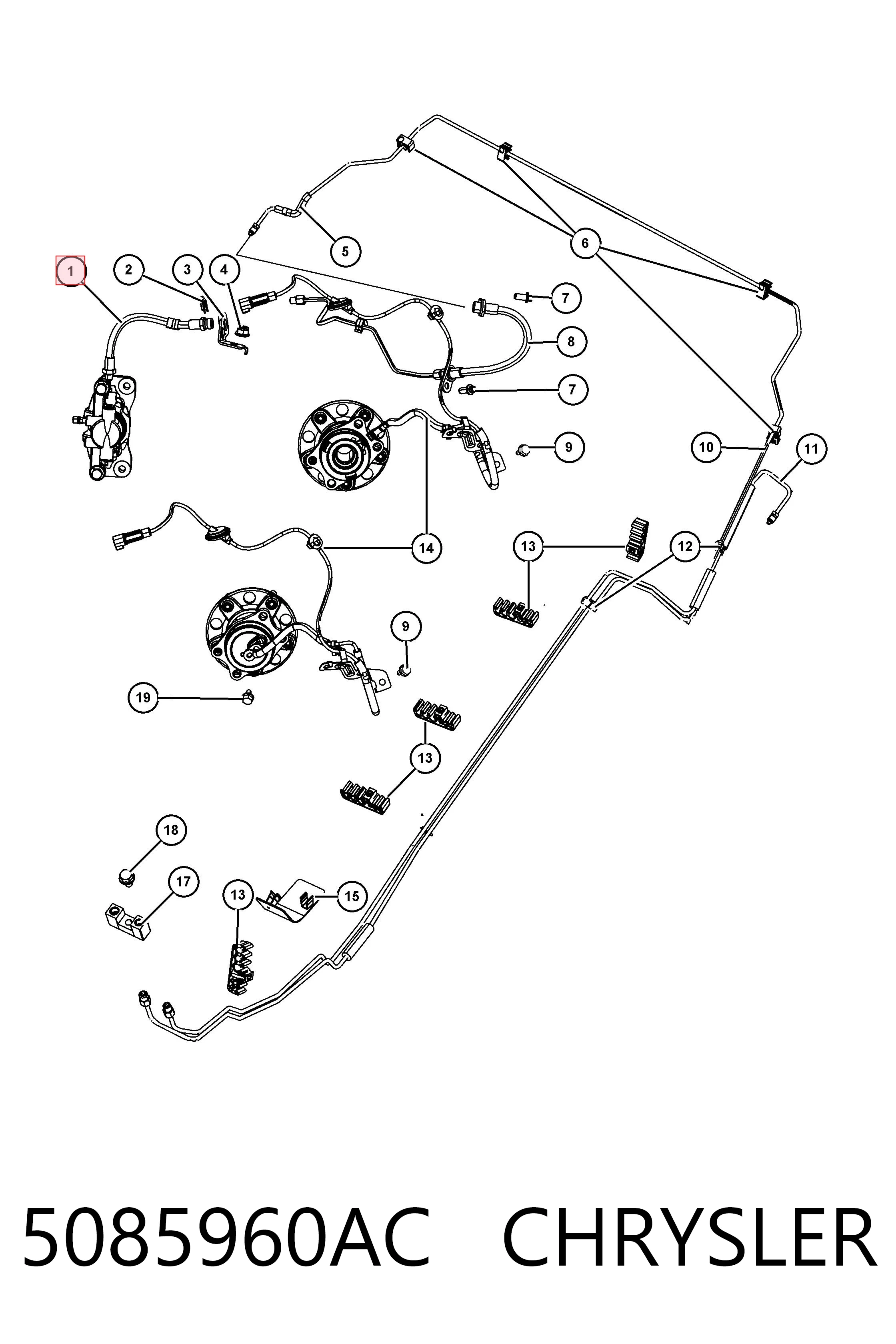 5085960AC Chrysler Гибкая тормозная трубка задняя