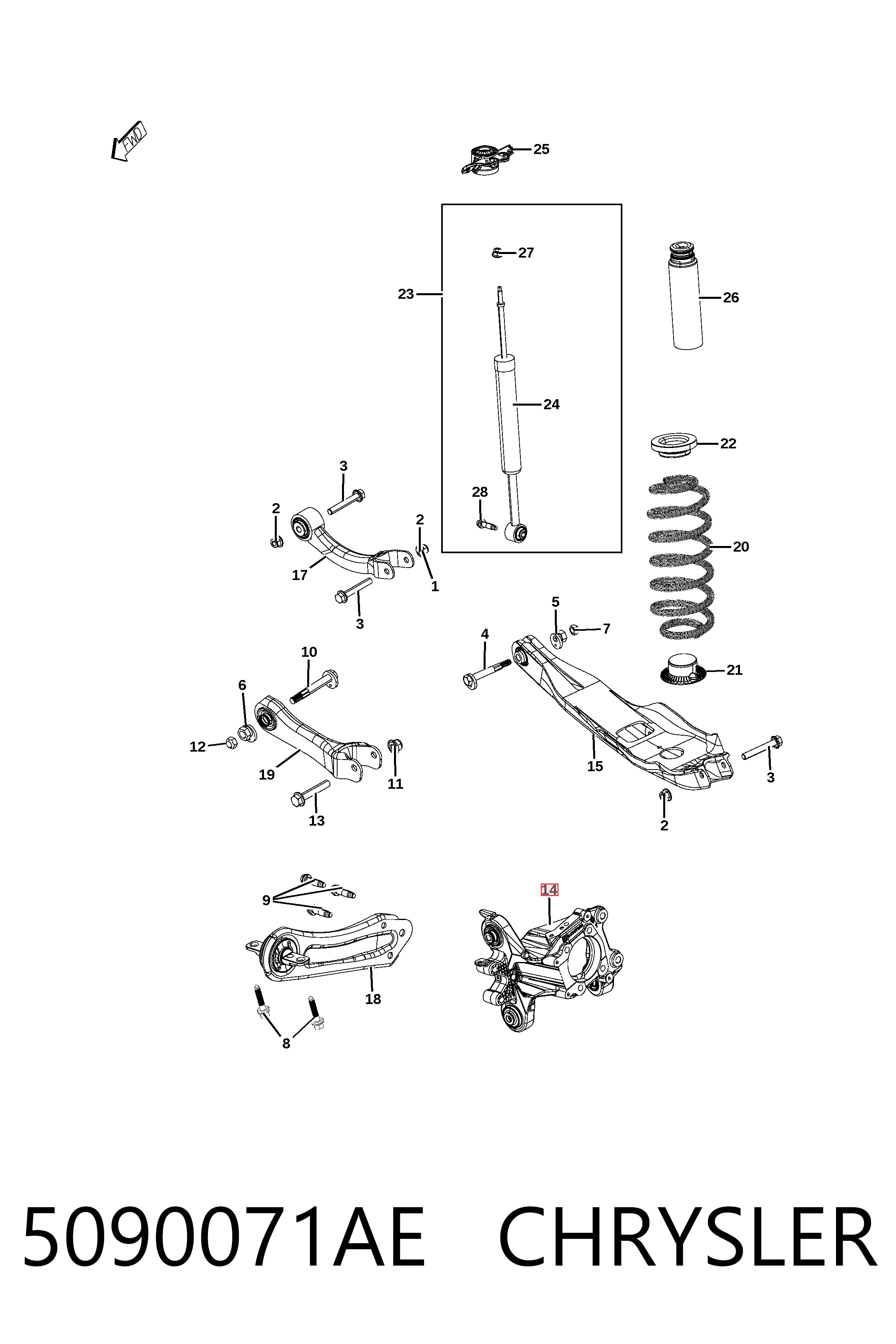 K05090071AC Fiat/Alfa/Lancia Цапфа левая
