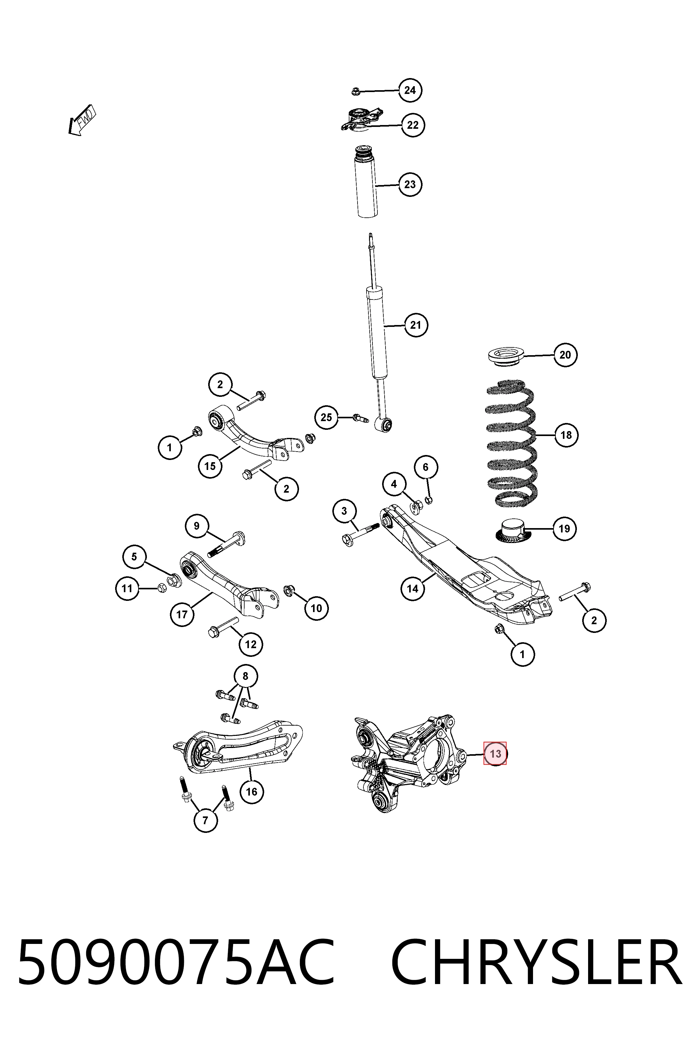 K68200071AB Fiat/Alfa/Lancia Цапфа левая