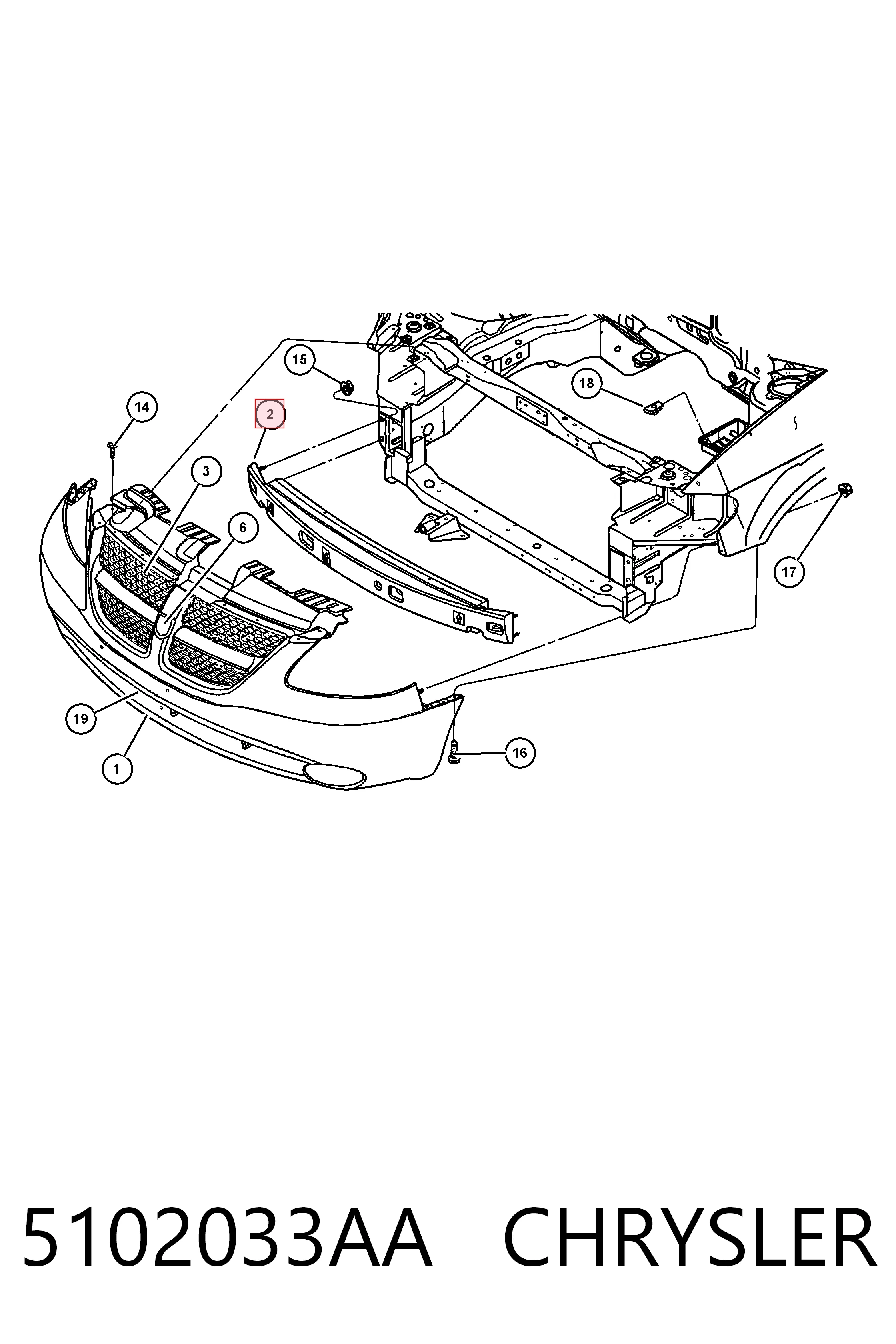 Шина бампера переднего Dodge Caravan минивэн (NS) (1996 - 2003) цена, от 106.21 USD