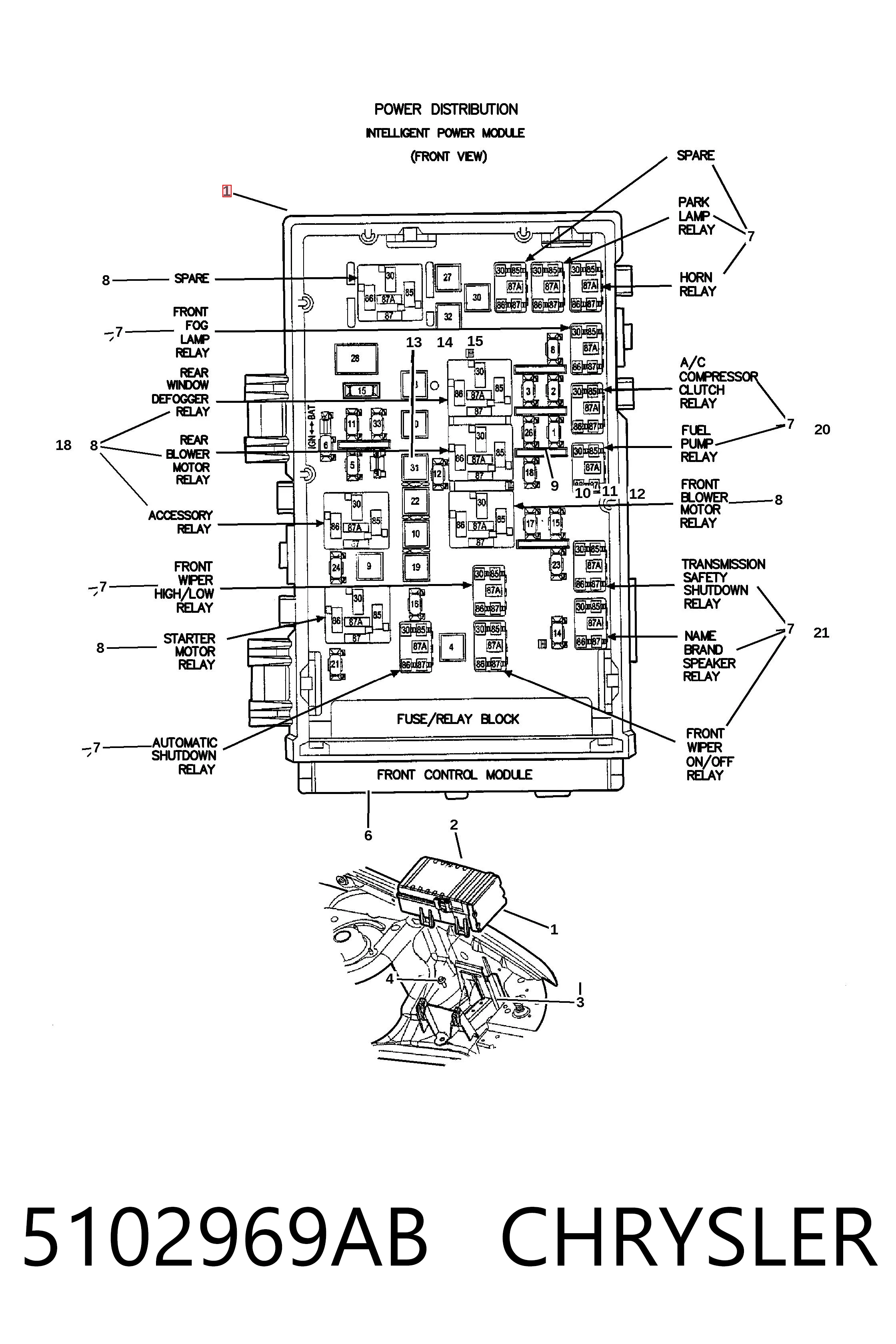 5102969AB Chrysler Монтажный блок предохранителей