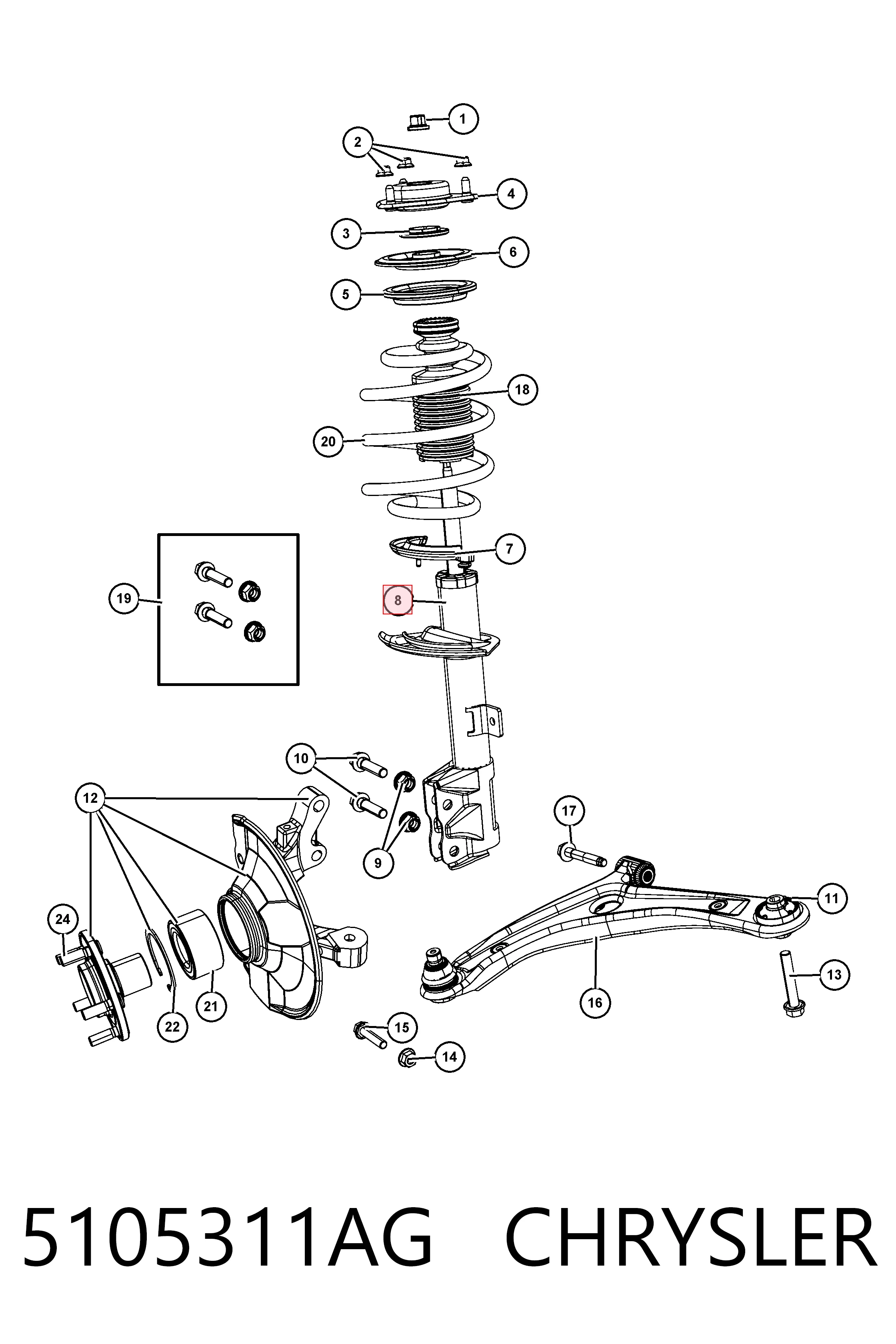 Купить K05105311AG Fiat/Alfa/Lancia Амортизатор подвески передний левый