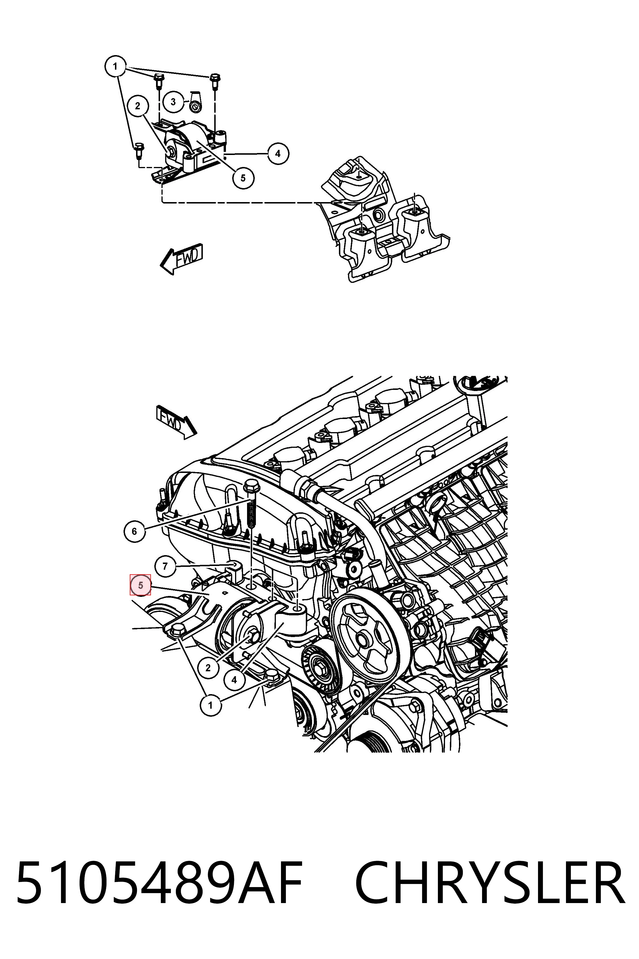 5105489AF Chrysler Правая подушка двигателя