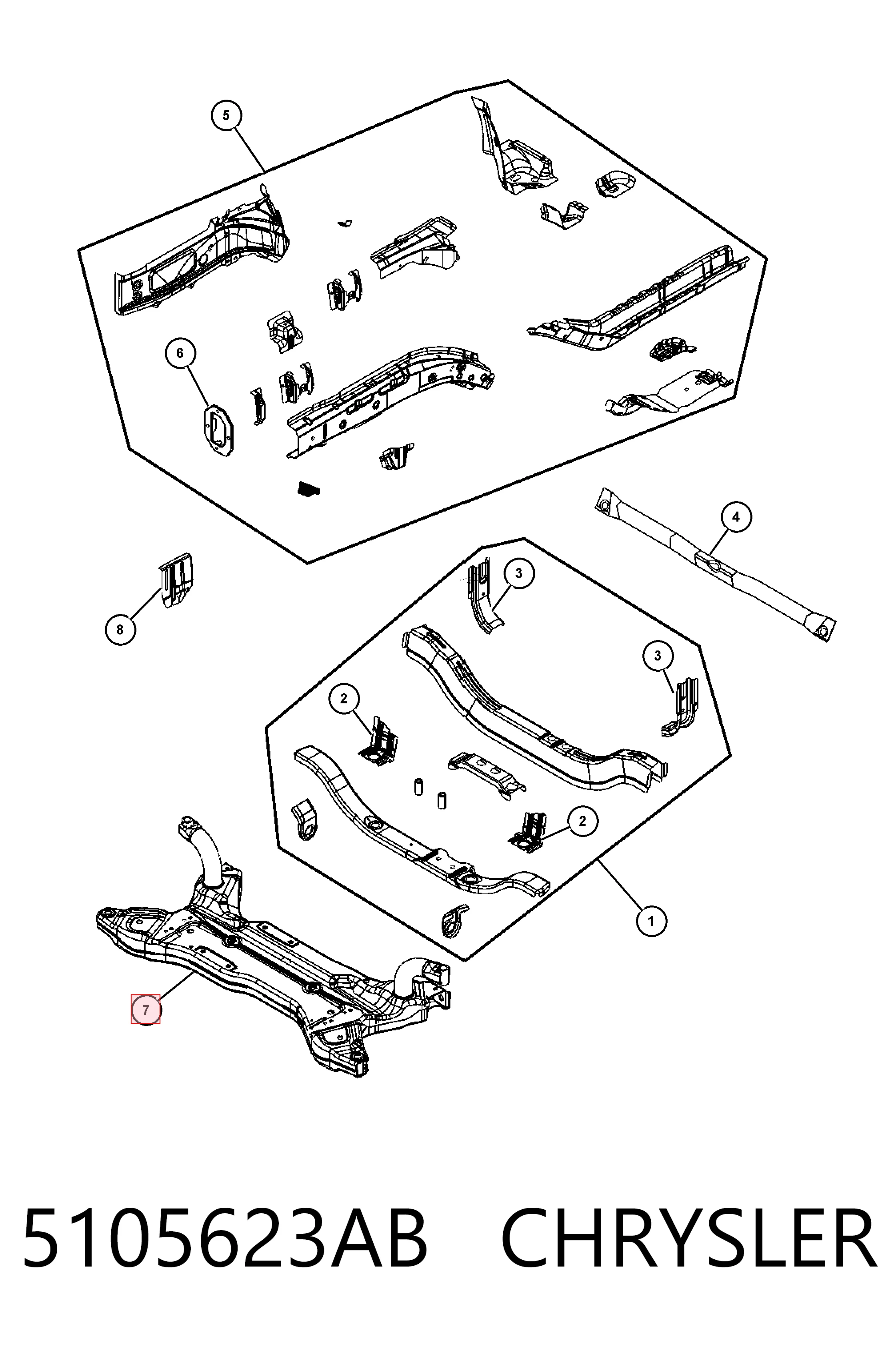 5105623AB Chrysler Подрамник передней подвески