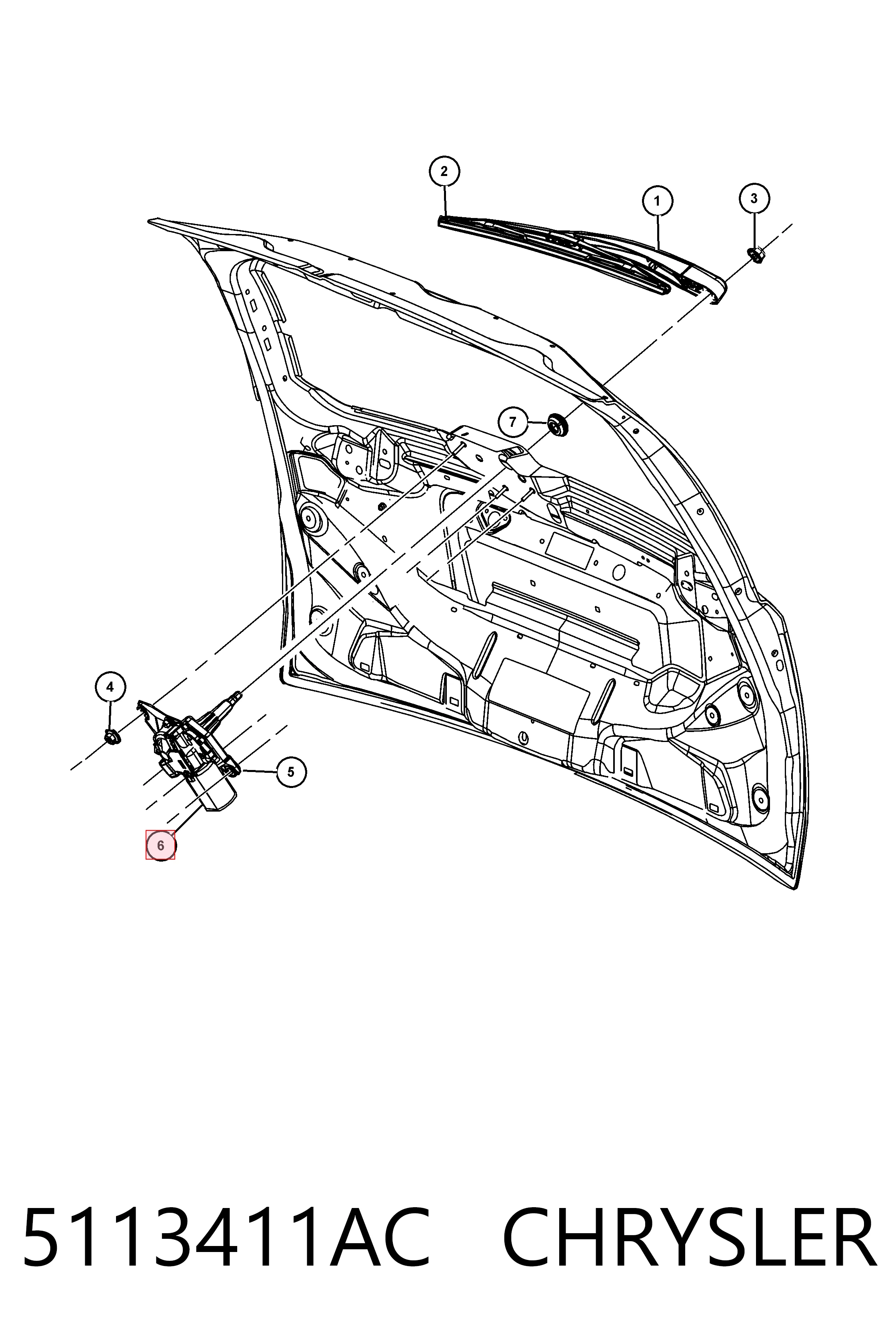 5113411AC Chrysler Механизм стеклоочистителя стекла заднего