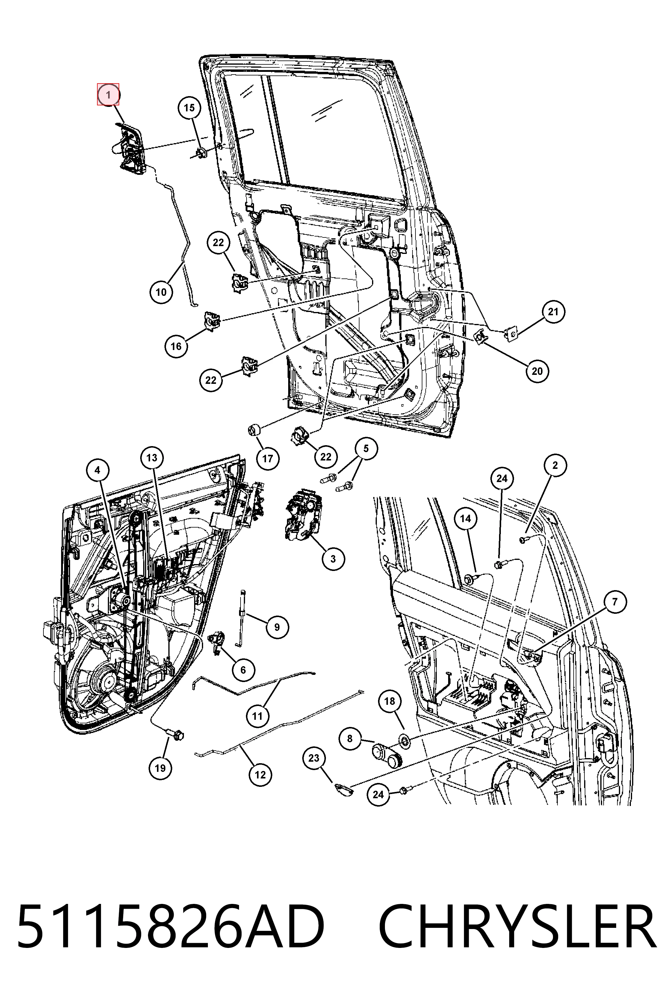 5115826AD Chrysler Ручка двери задней наружная правая