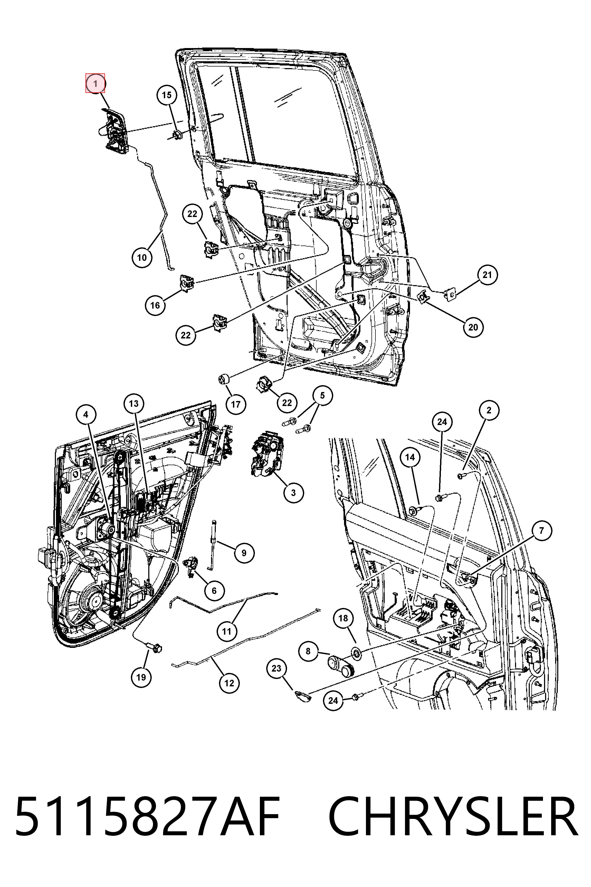 5115827AF Chrysler Ручка задней двери наружная, левая