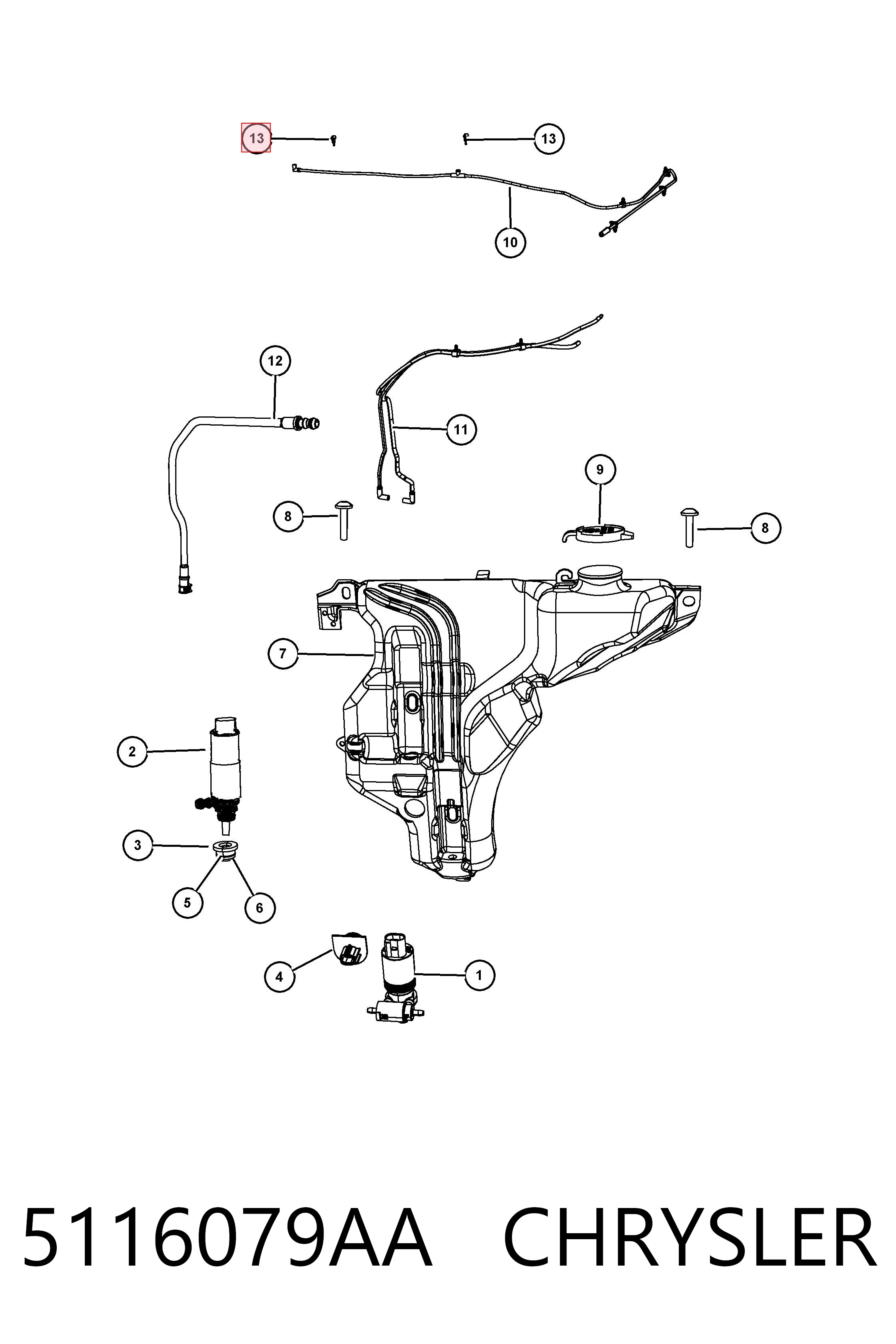 5116079AA Chrysler Веерная форсунка омывателя