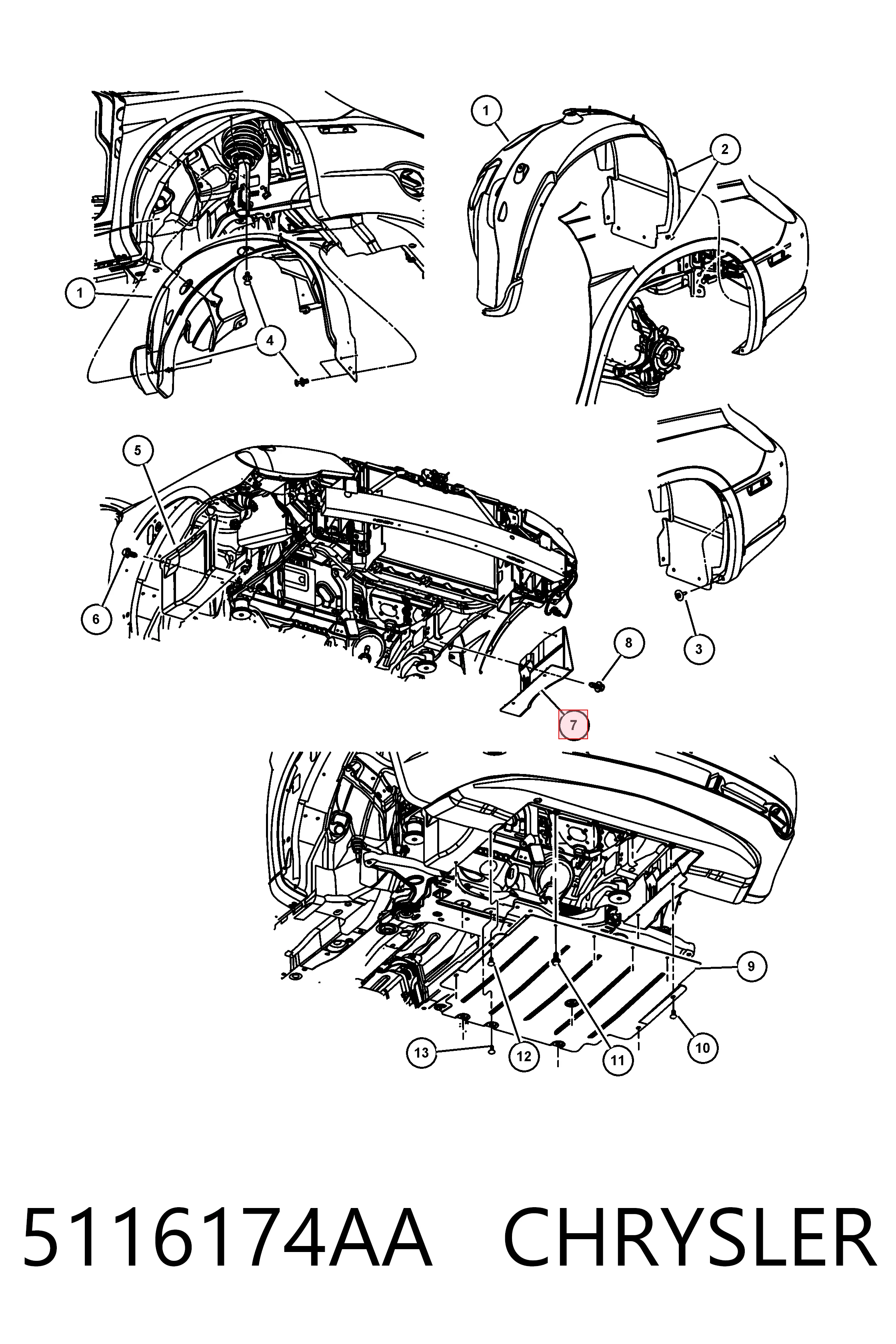 5116174AA Chrysler Защита двигателя левая