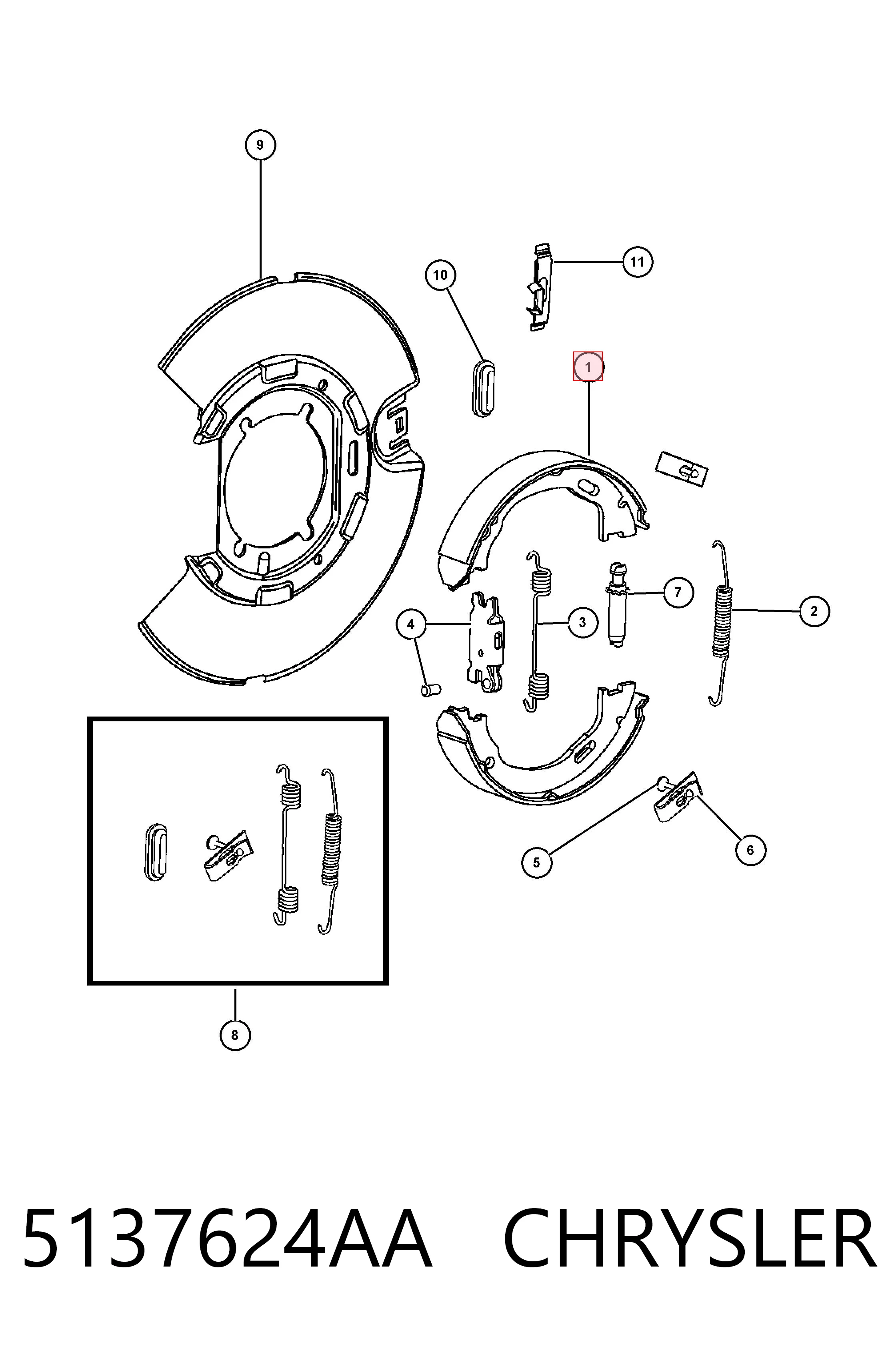 5137624AA Chrysler Тормозные колодки ручника