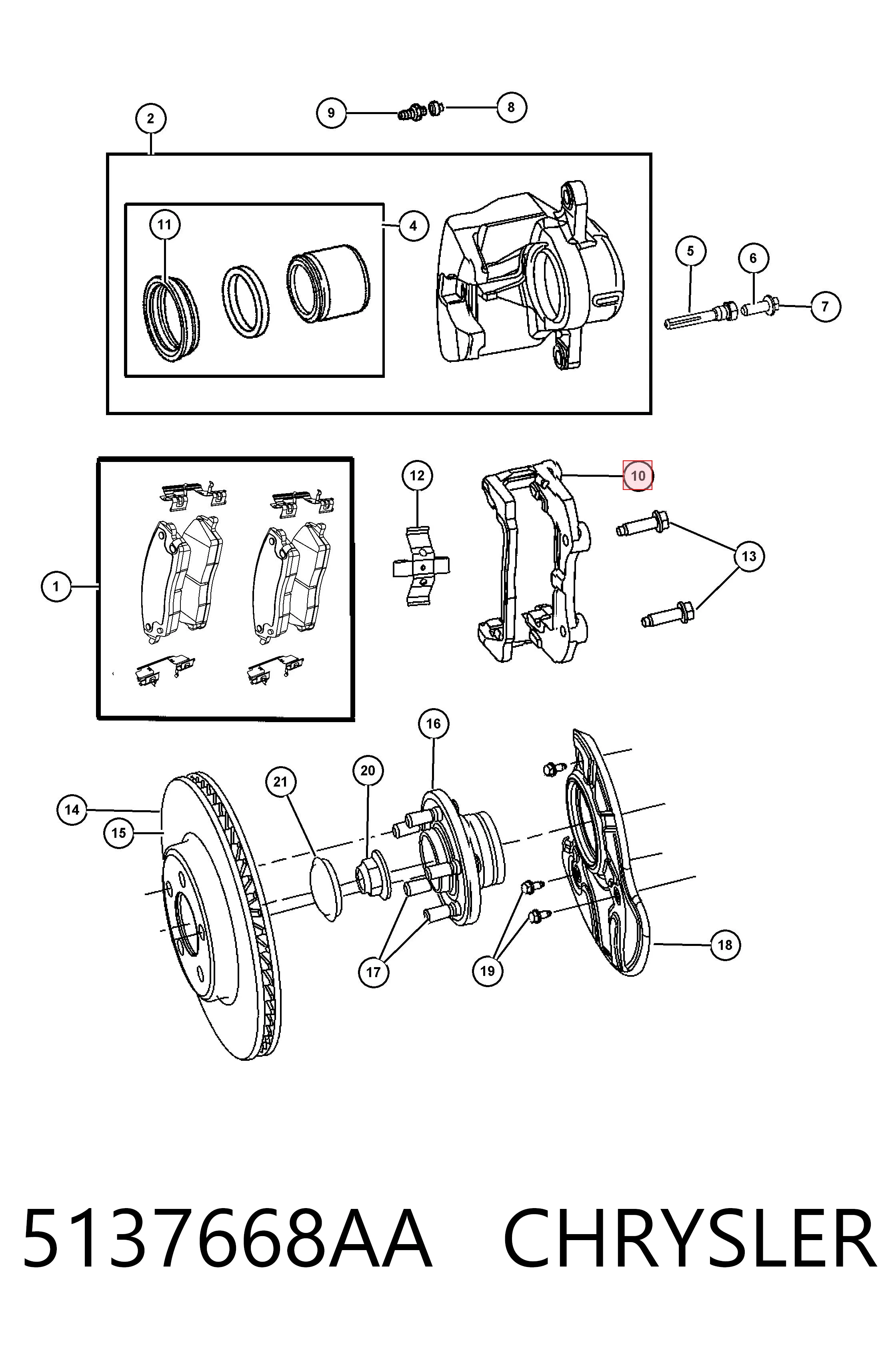 5137668AA Chrysler Скоба суппорта переднего