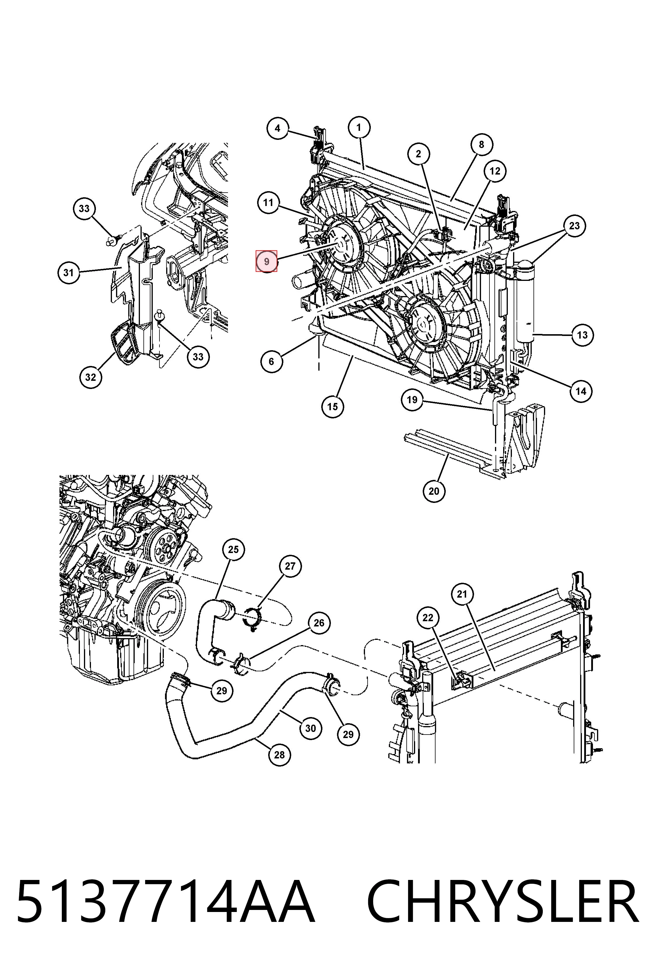 5137714AA Chrysler Мотор вентилятора системы охлаждения левый