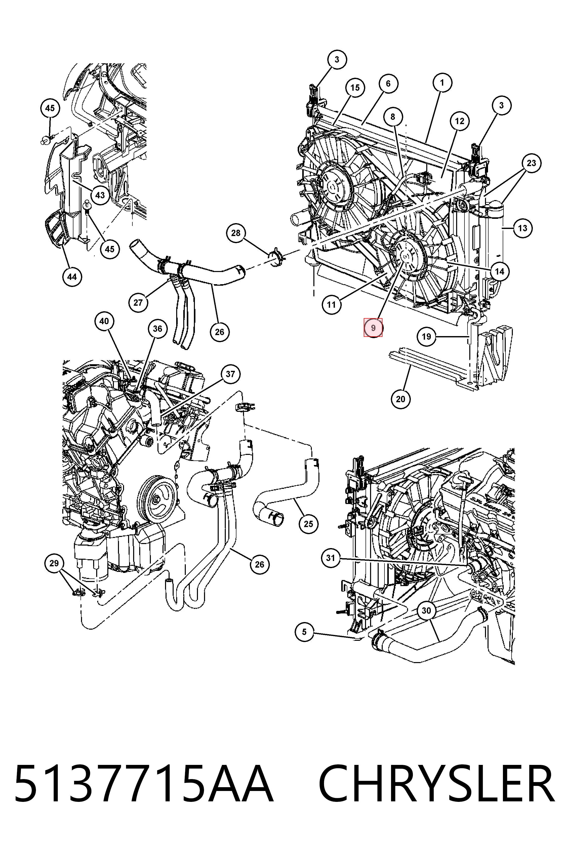 5137715AA Chrysler Мотор вентилятора системы охлаждения правый