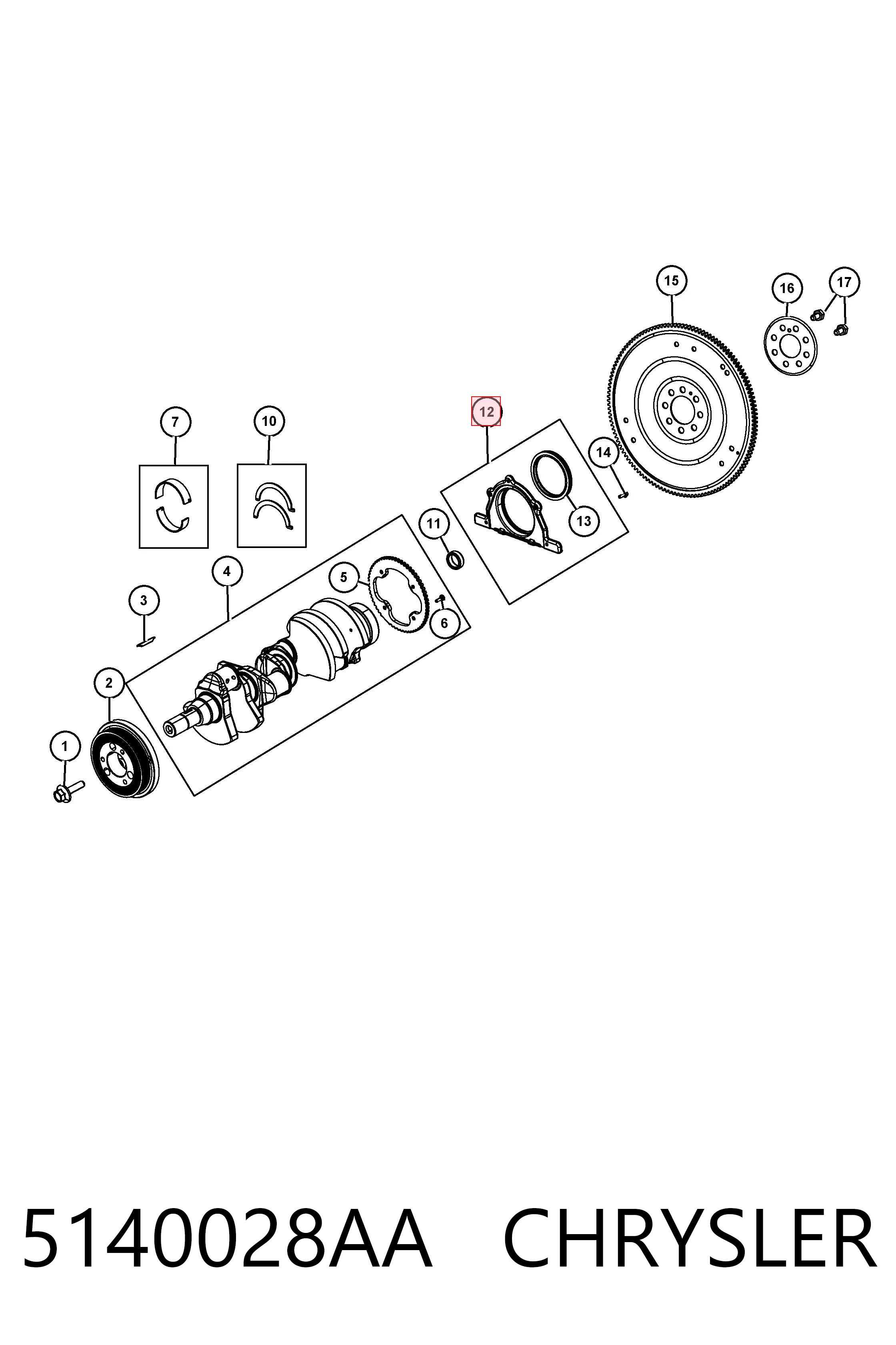 5140028AA Chrysler Сальник коленвала двигателя, задний
