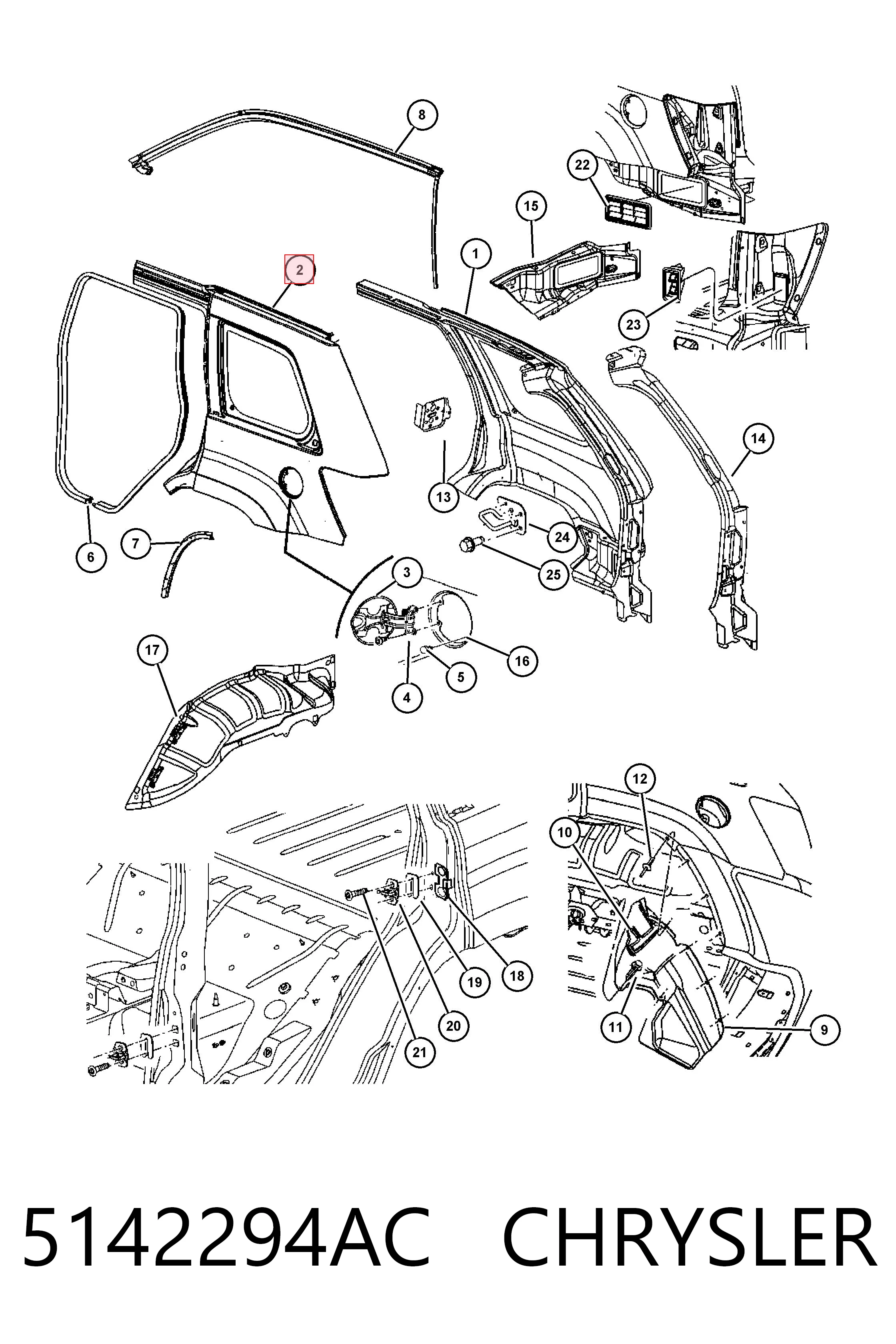 5142294AC Chrysler Крыло заднее правое