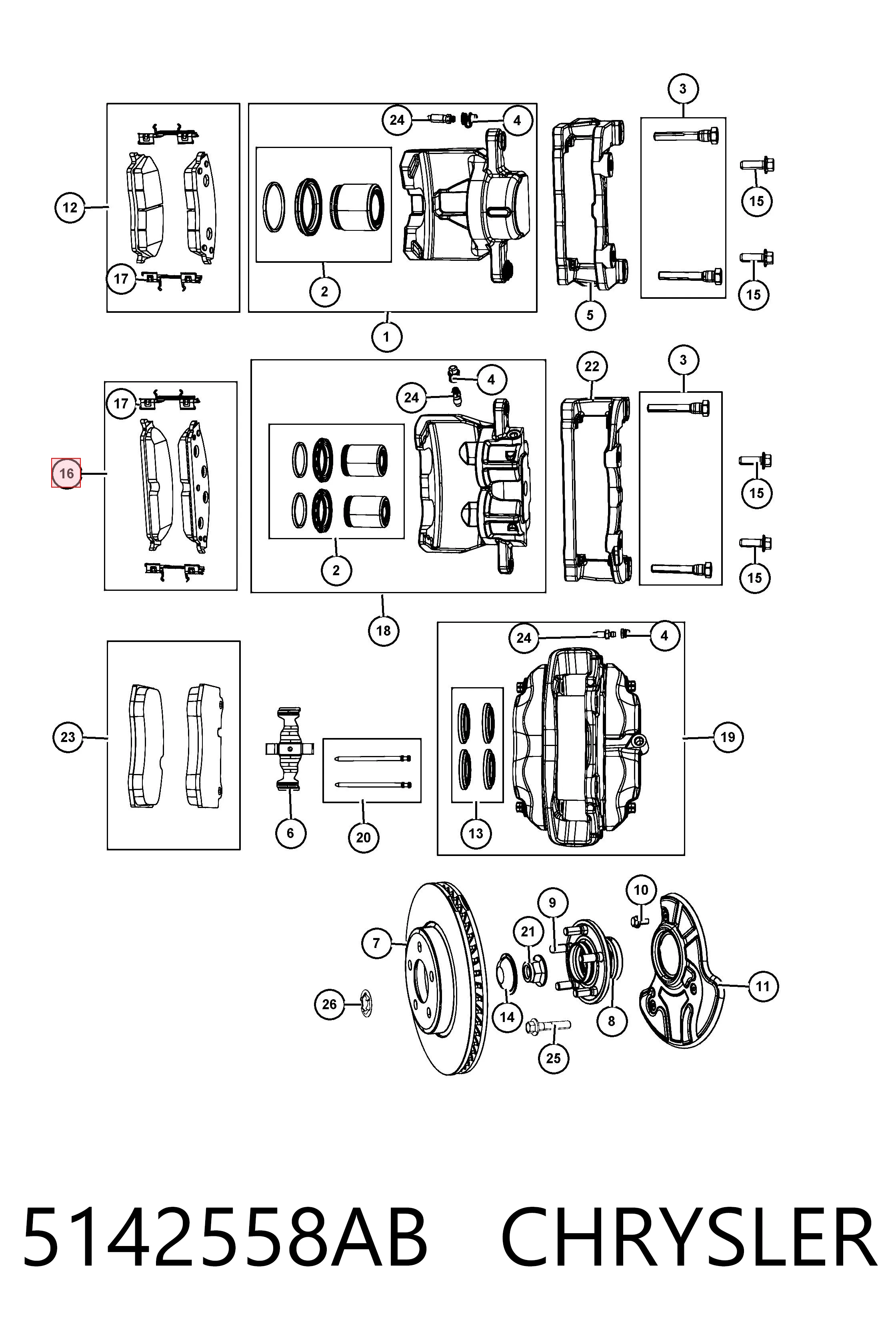 5142558AB Chrysler Колодки передние