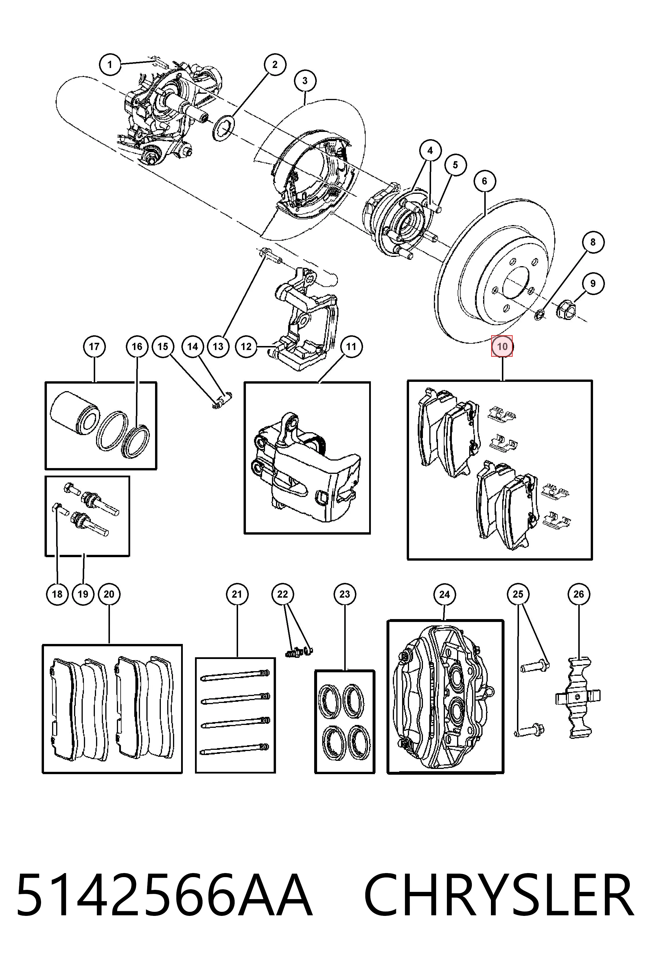 5142566AA Chrysler Колодки тормозные дисковые комплект