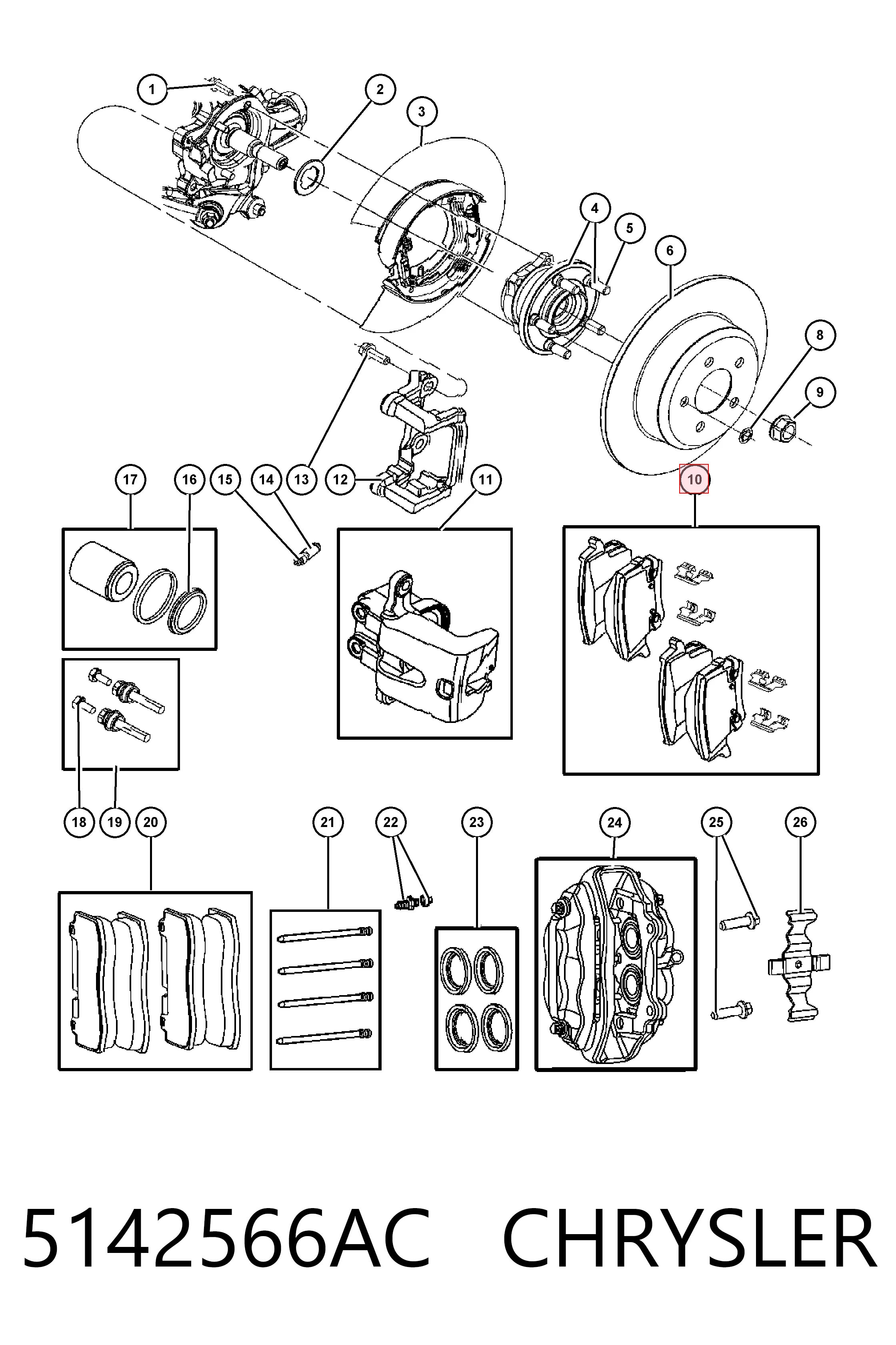 5142566AC Chrysler Колодки тормозные дисковые комплект