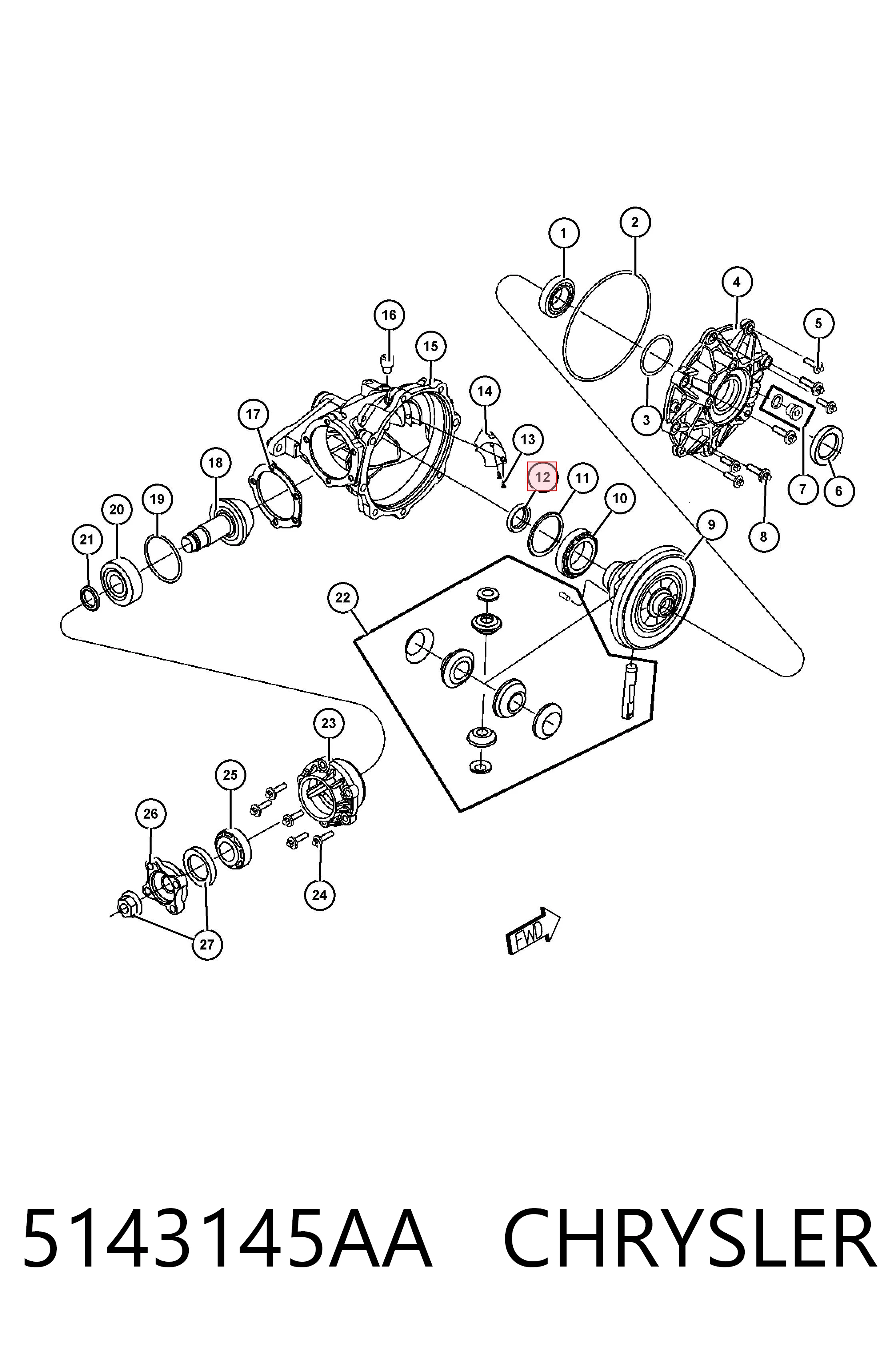 5143145AA Chrysler Сальник полуоси переднего моста левой