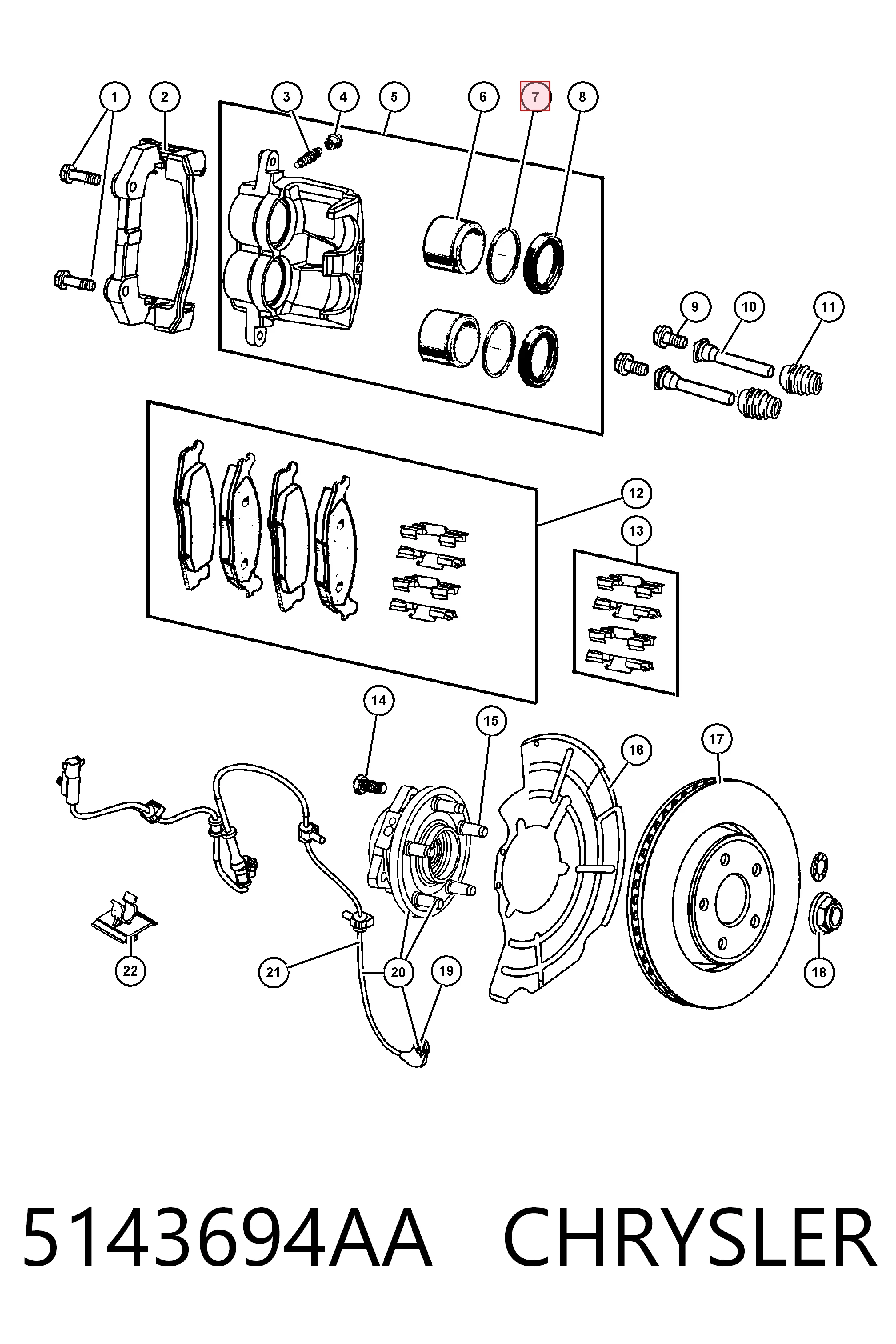 Ремкомплект суппортов Fiat/Alfa/Lancia K05143691AA цена, от 7.32 USD